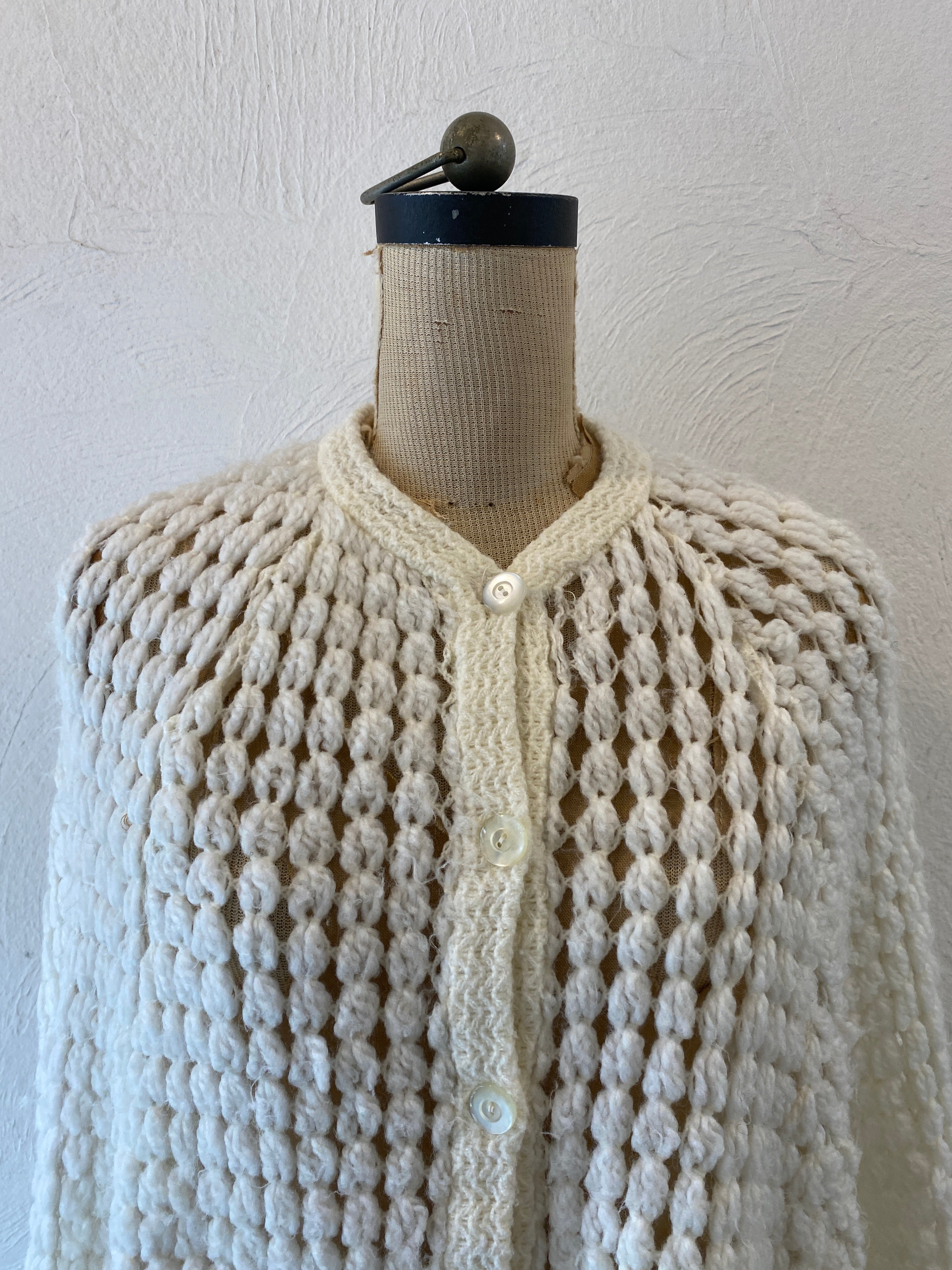 white knit poncho