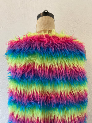 rainbow fur vest