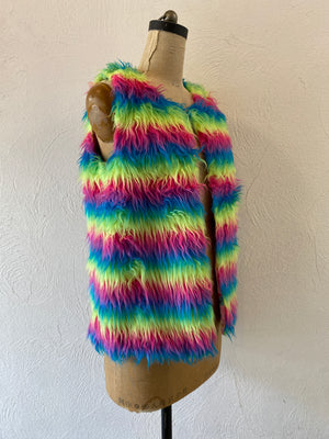 rainbow fur vest