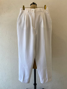 white tuck pants