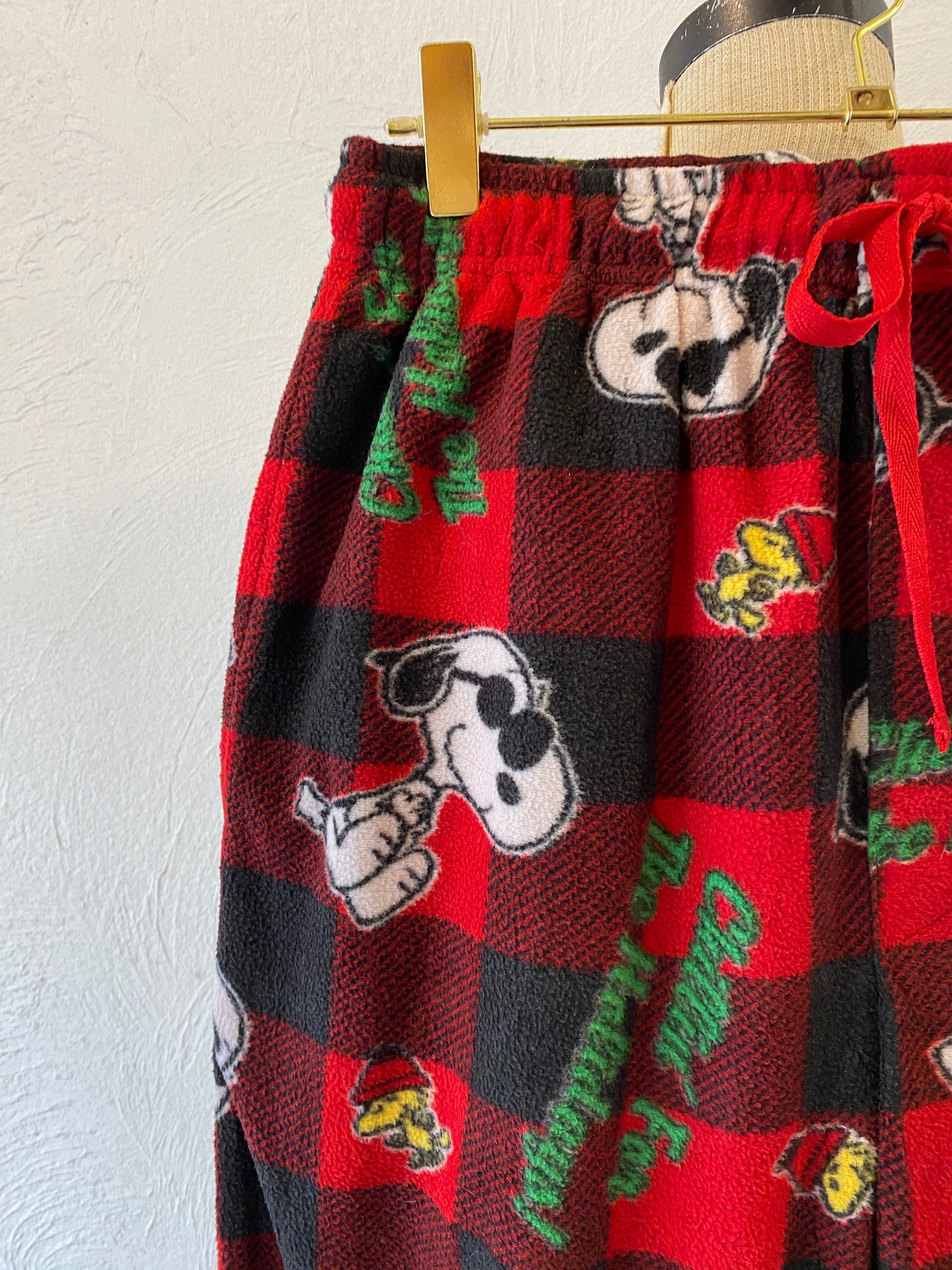 block check fleece pants