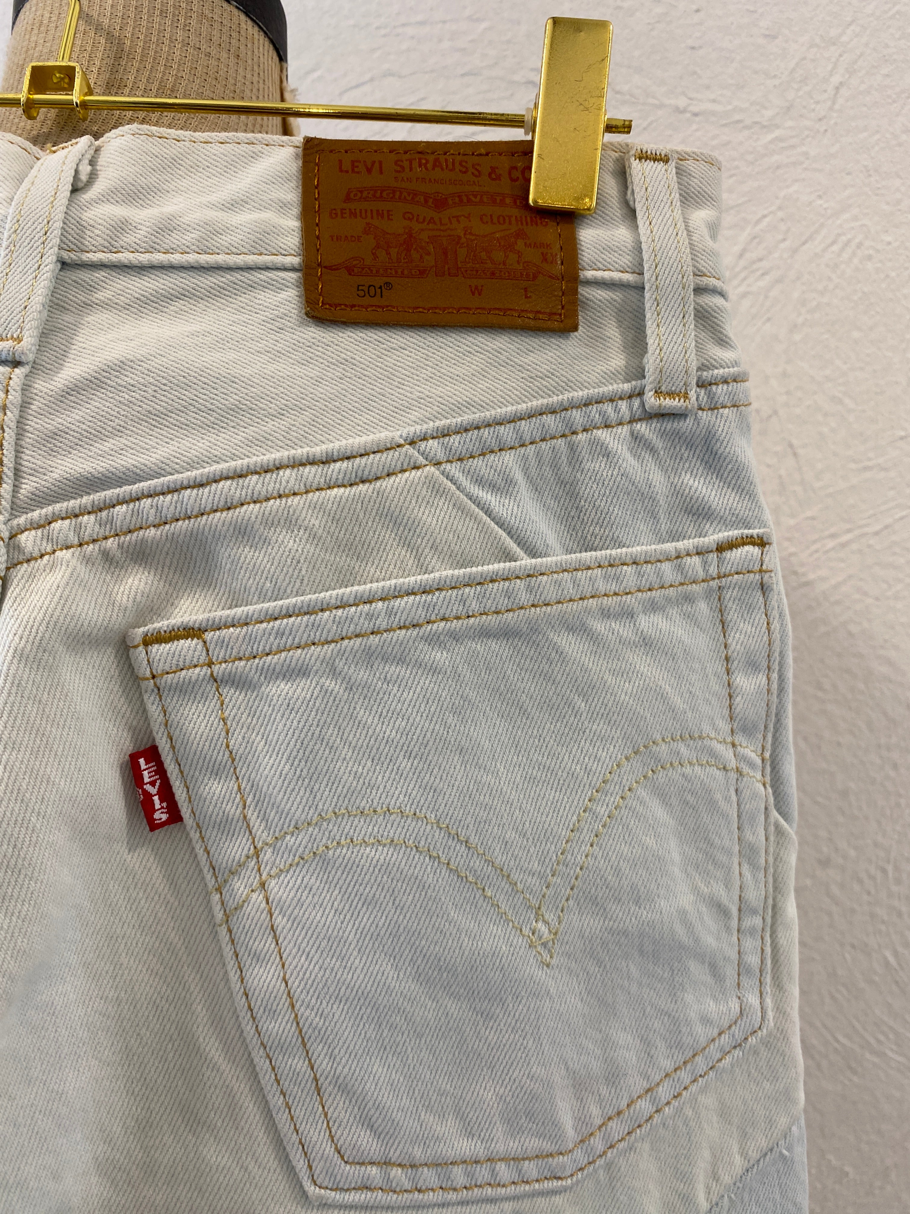 triangle hole patch denim