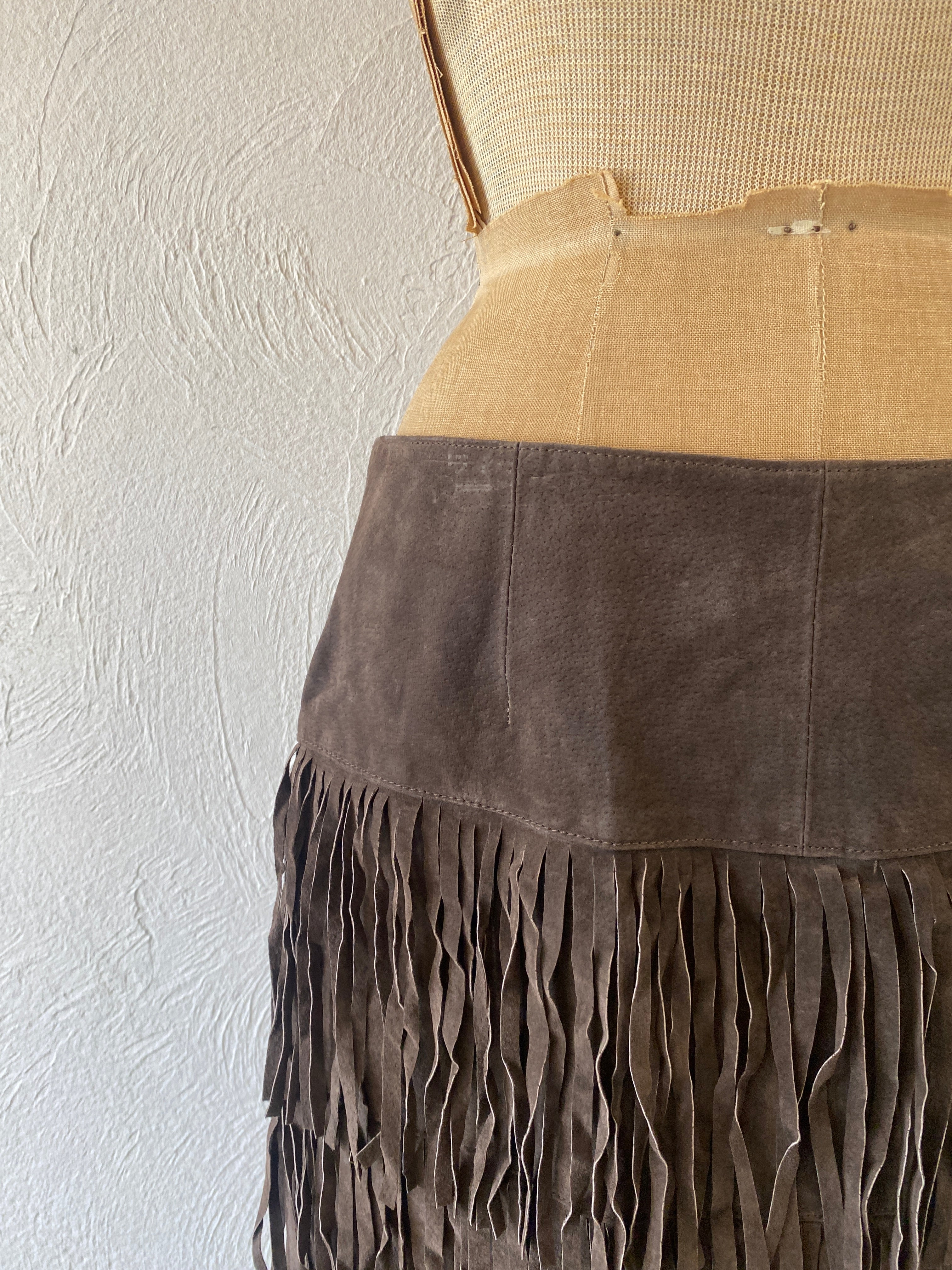 fringe leather skirt