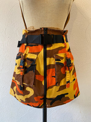 orange camouflage skirt