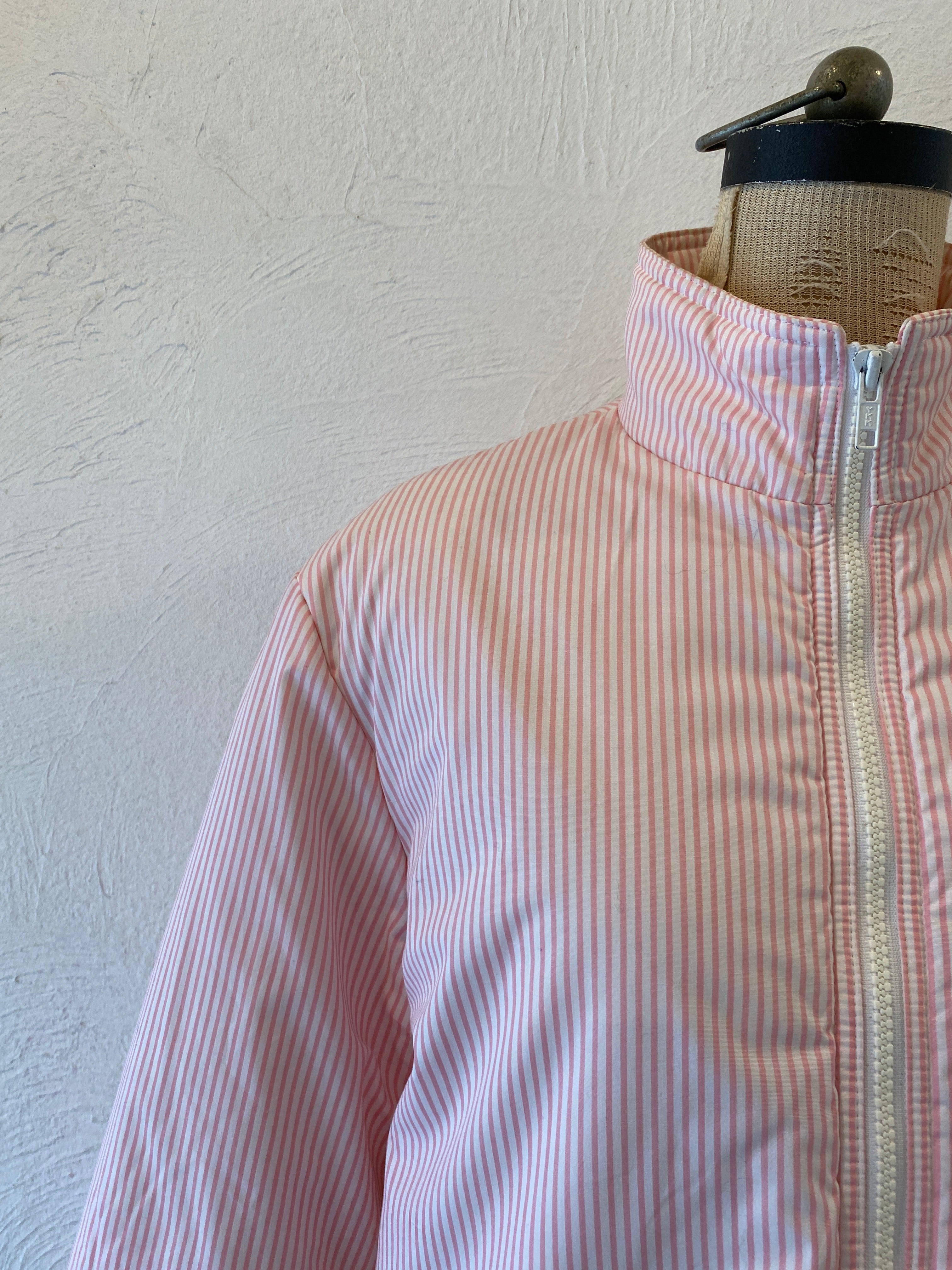 pink stripe padding blouson