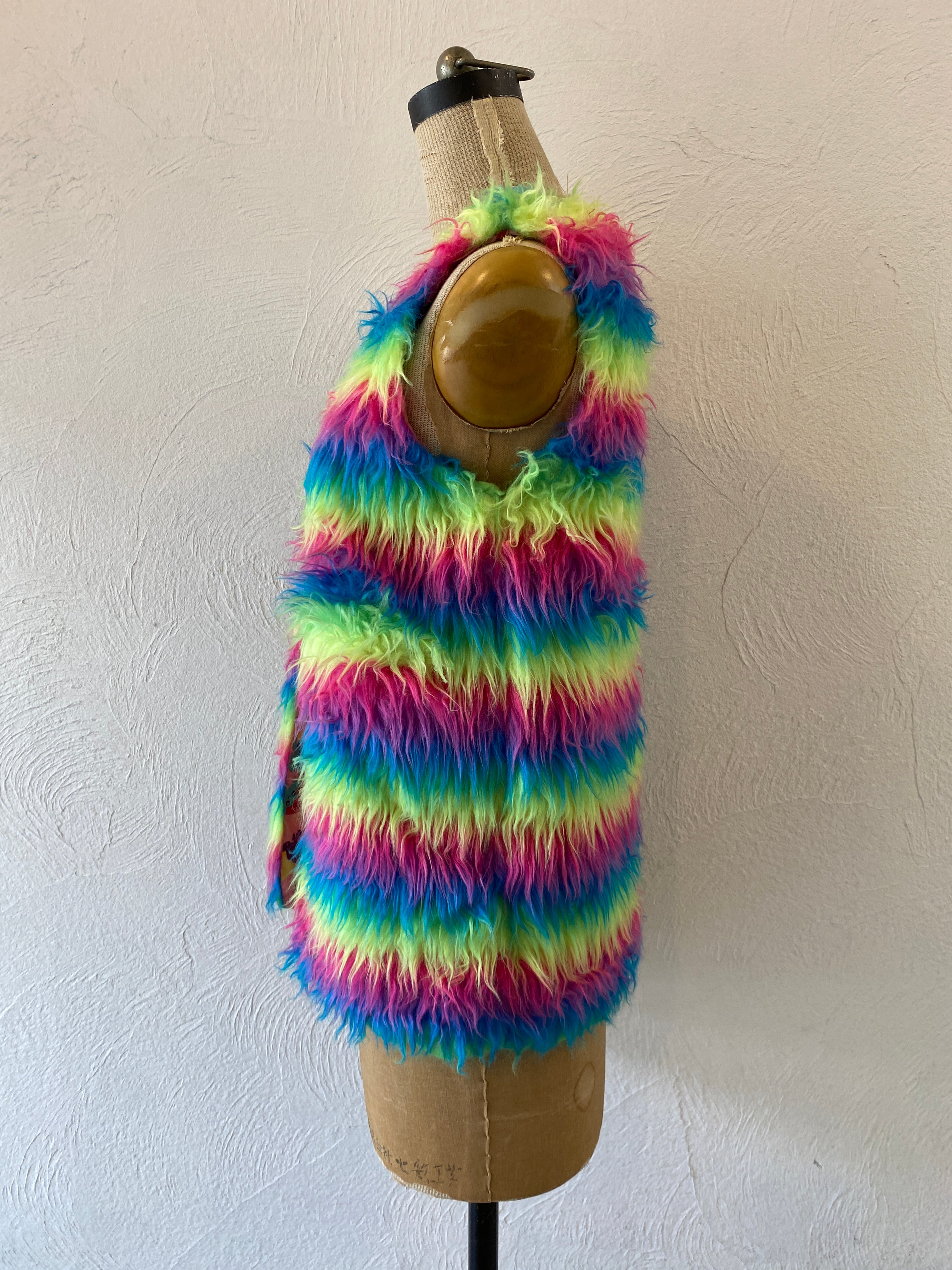 rainbow fur vest