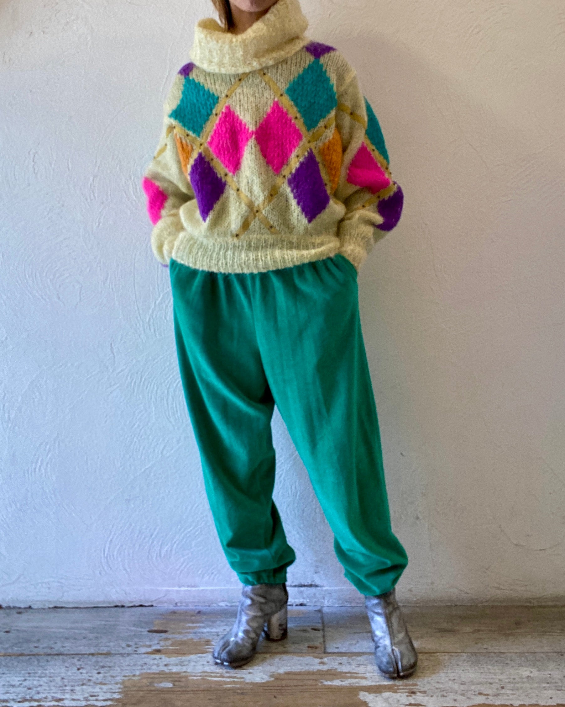 leather&studs mohair knit