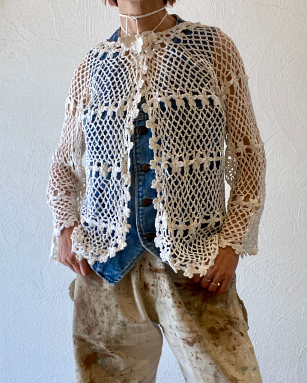 flower motif cardigan