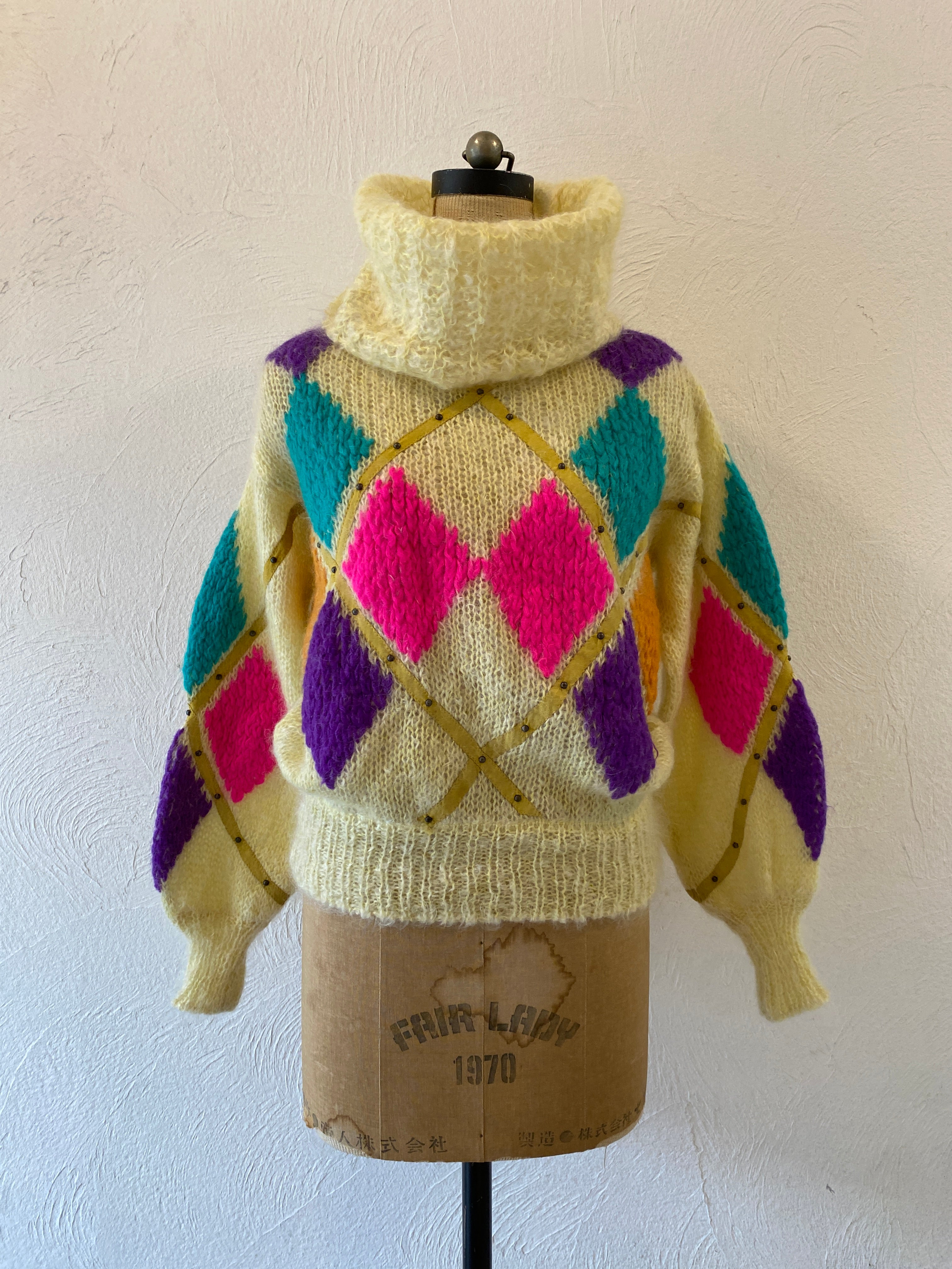 leather&studs mohair knit