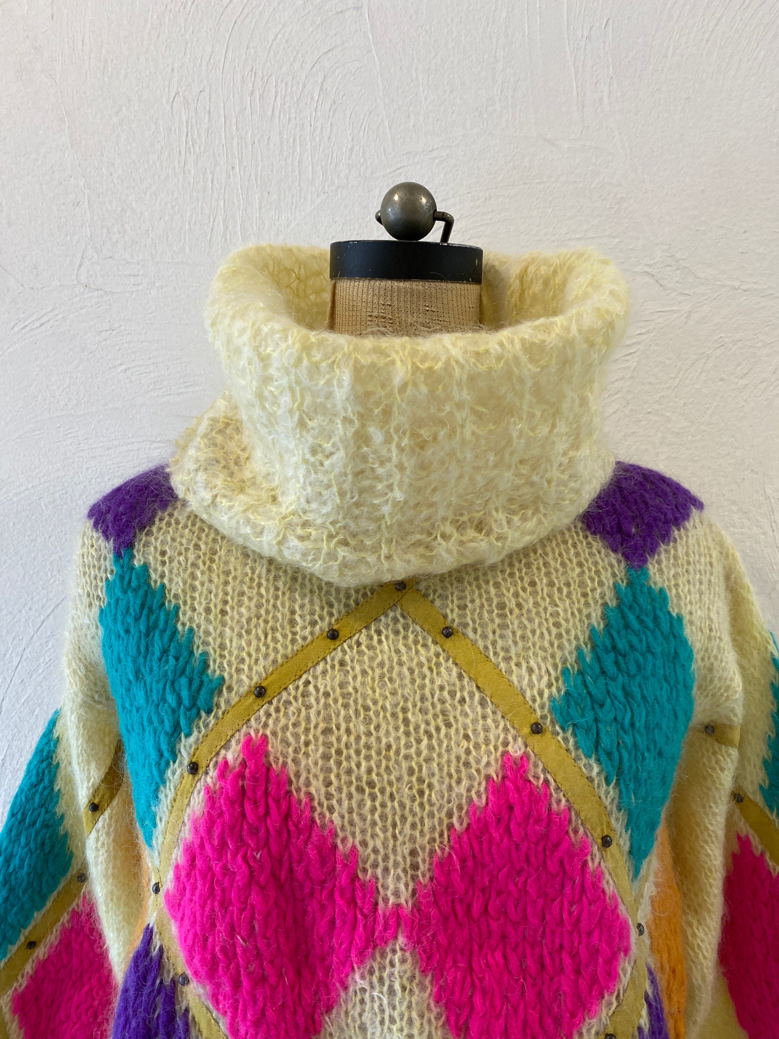 leather&studs mohair knit