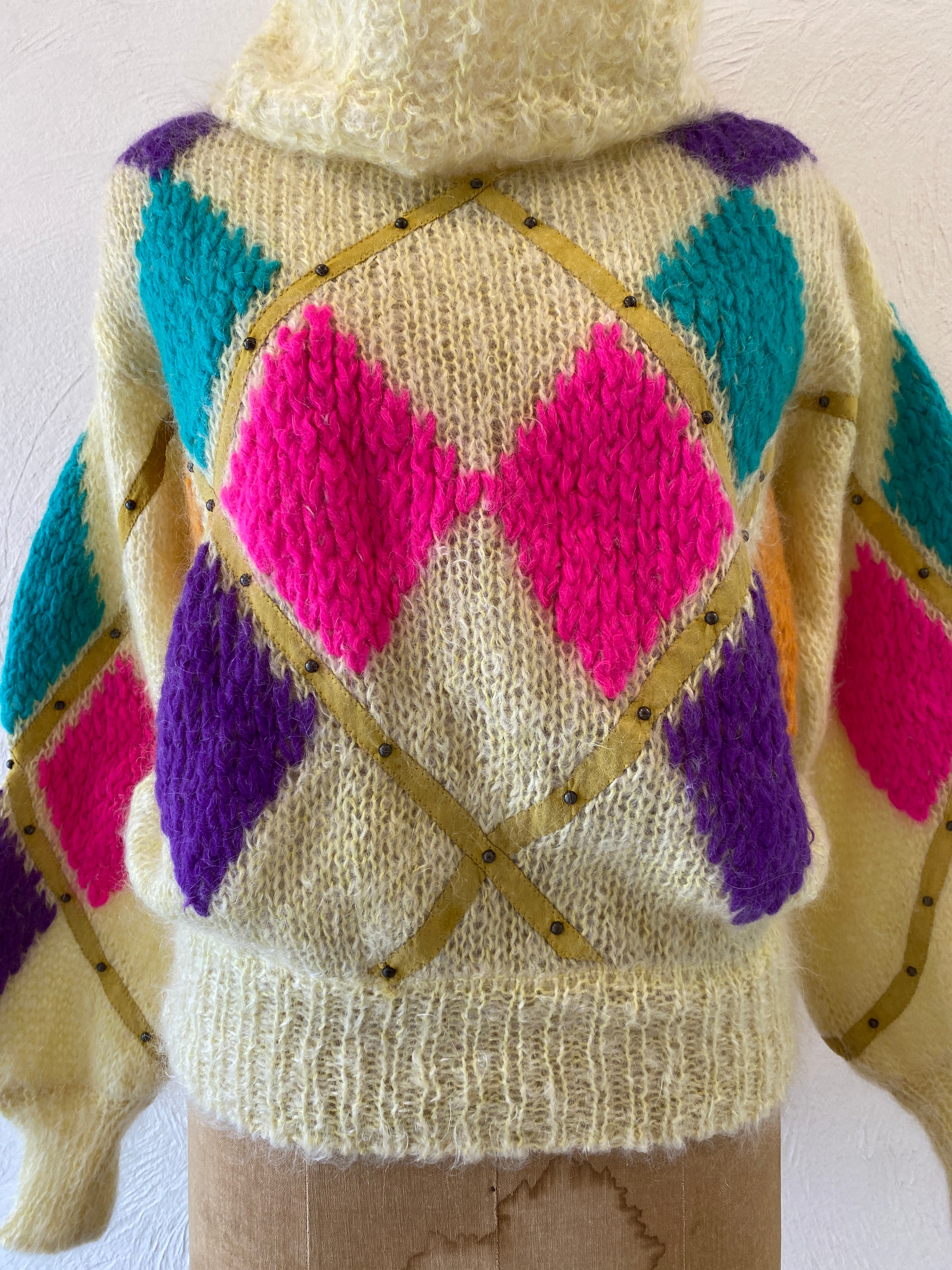 leather&studs mohair knit