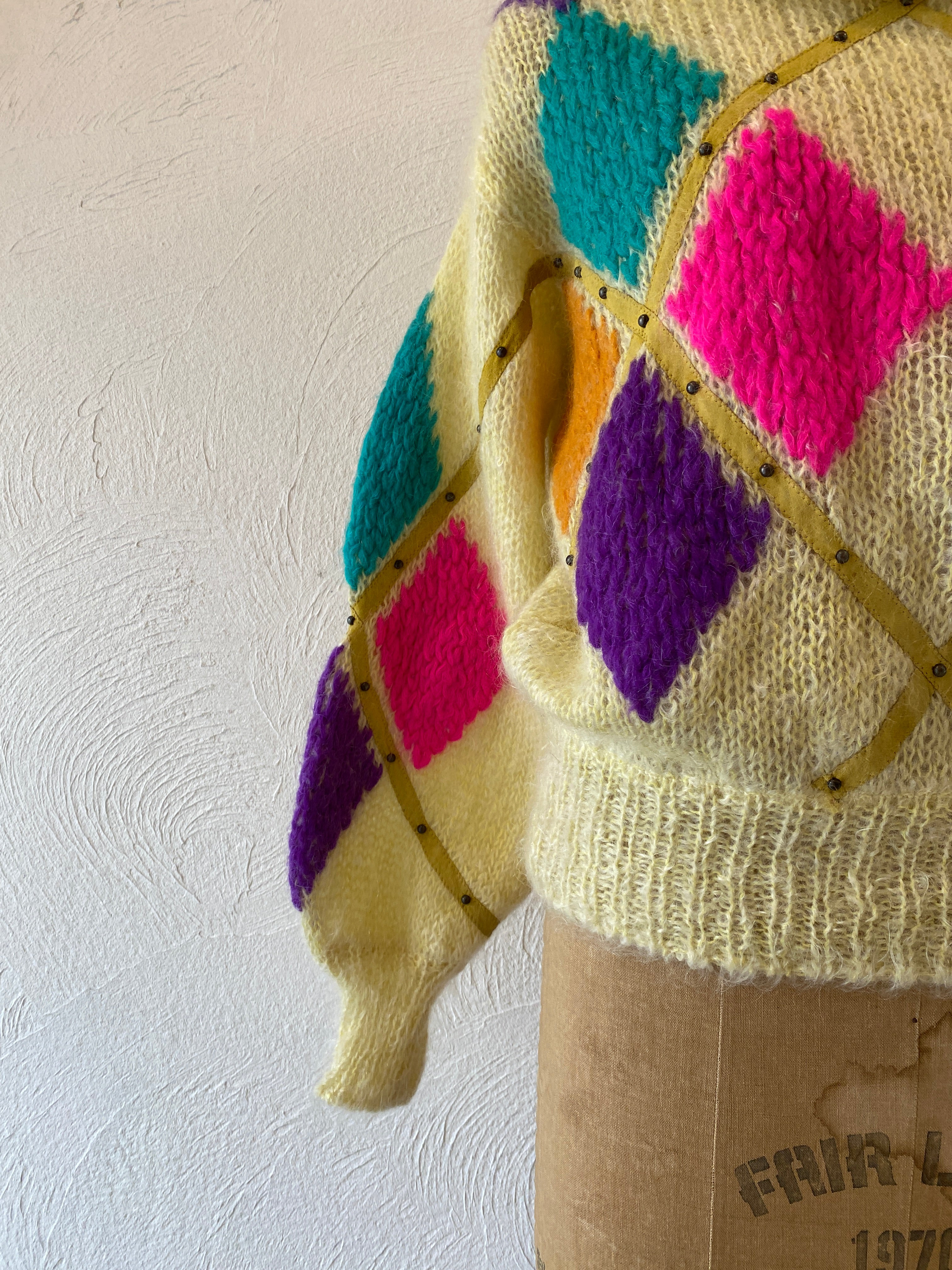 leather&studs mohair knit