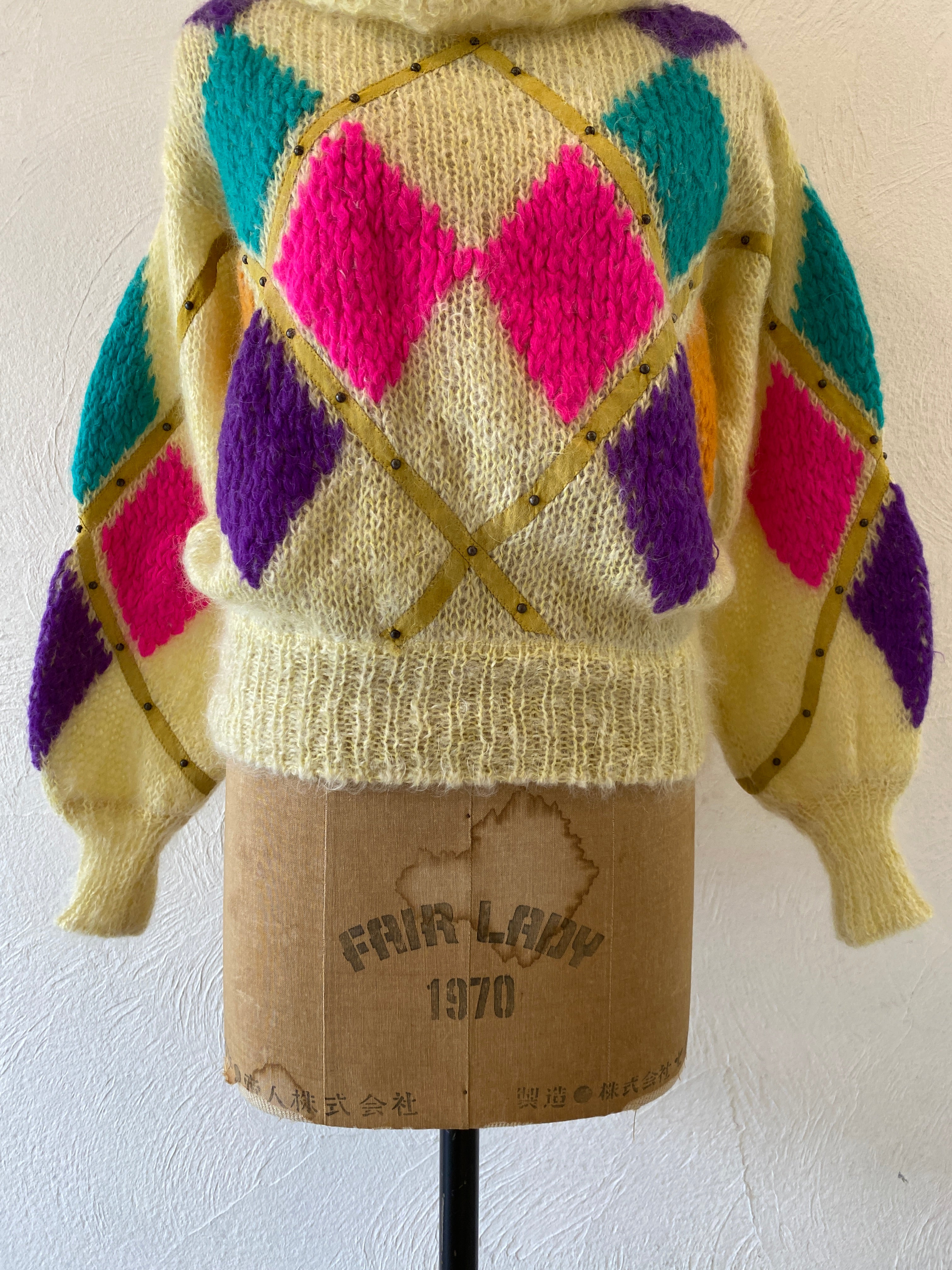 leather&studs mohair knit