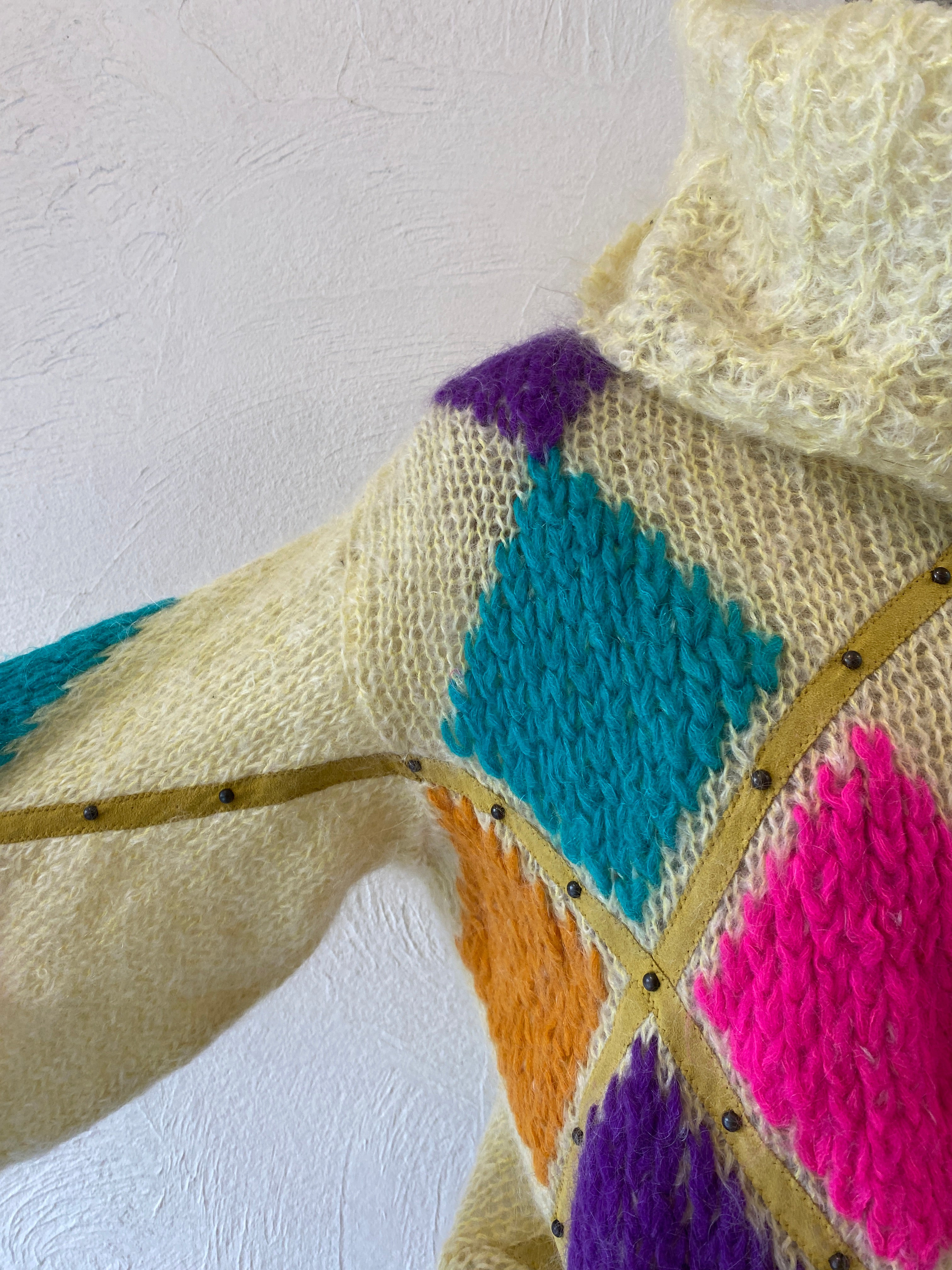 leather&studs mohair knit