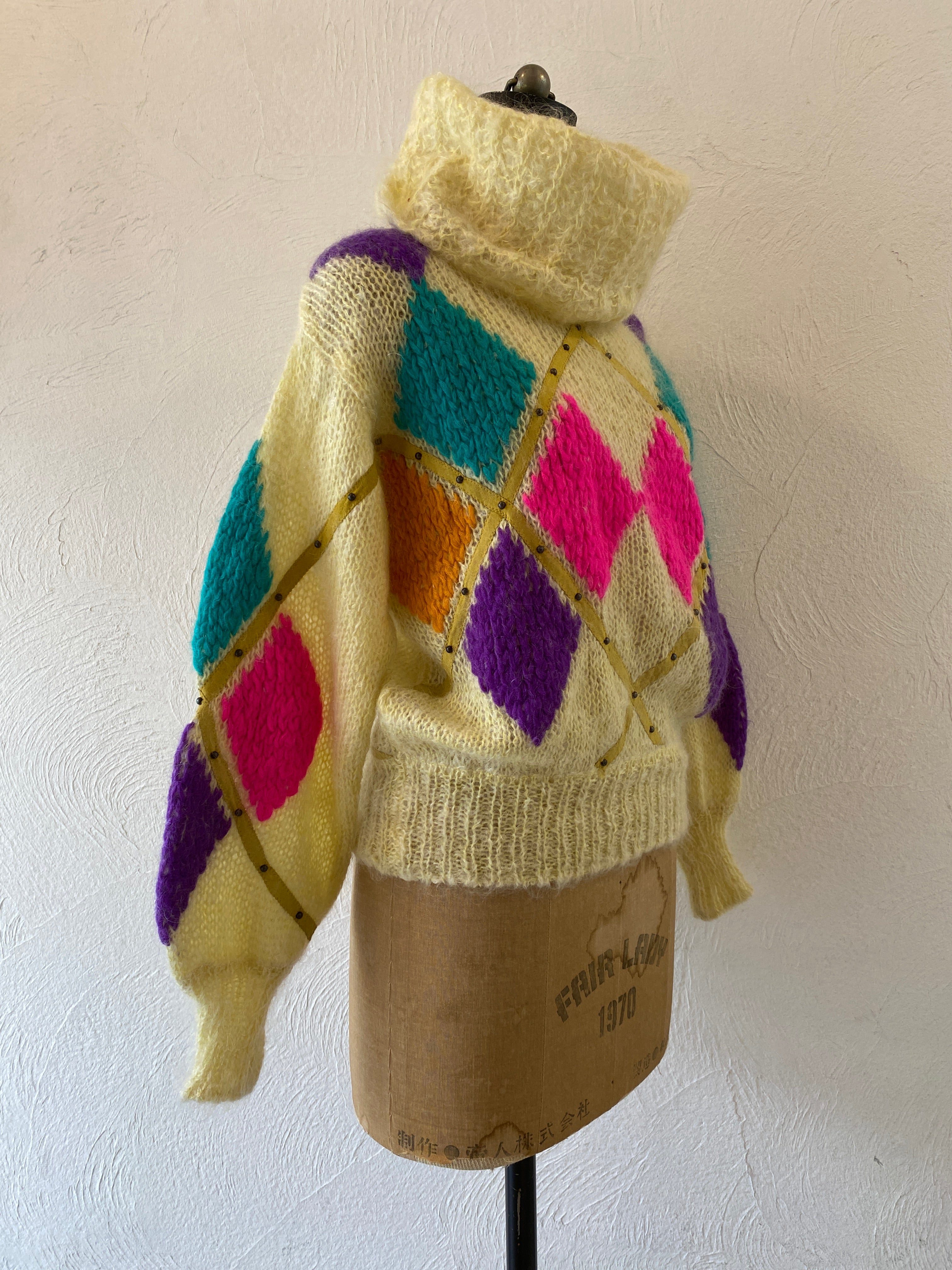 leather&studs mohair knit