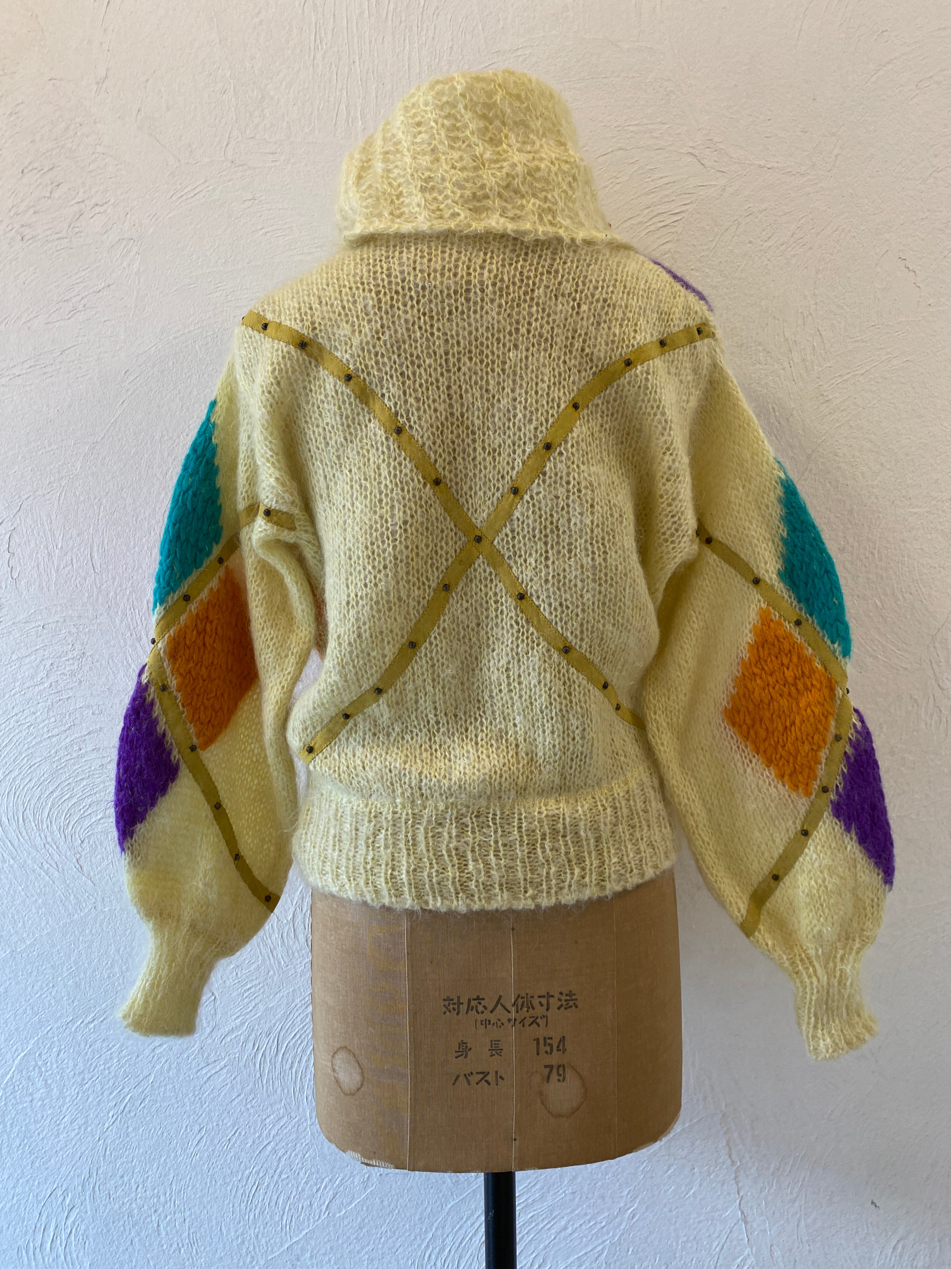 leather&studs mohair knit