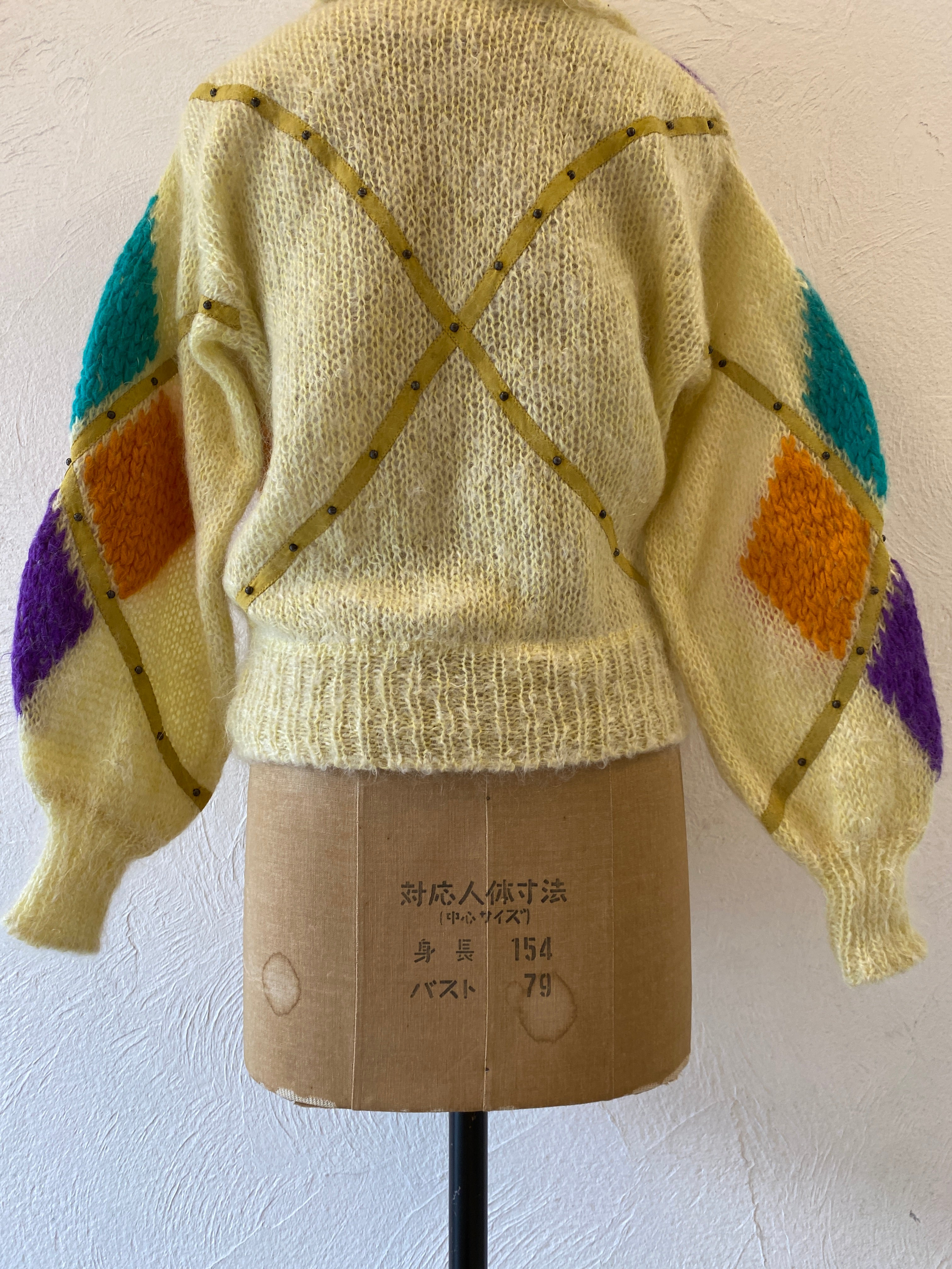 leather&studs mohair knit