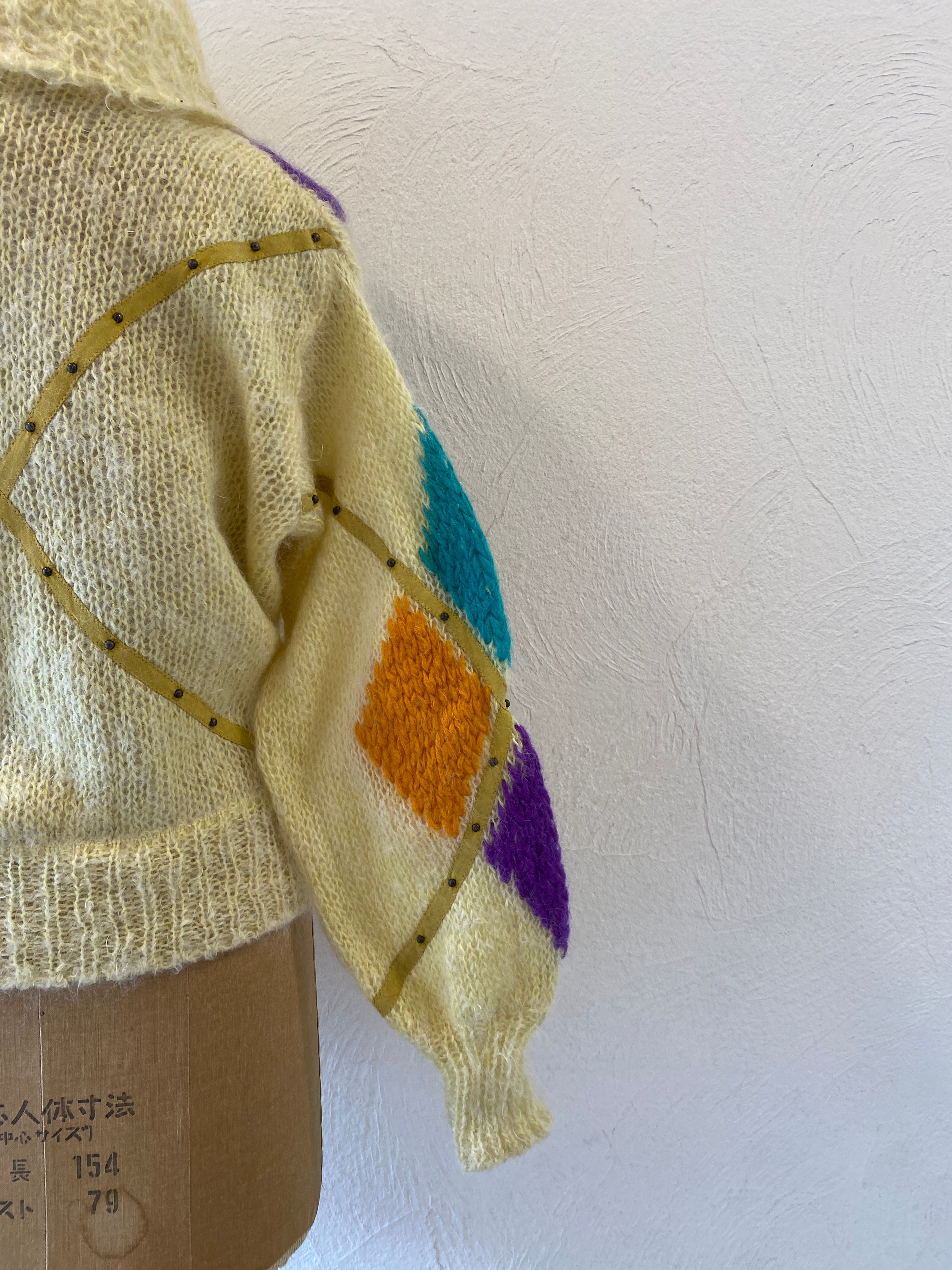 leather&studs mohair knit