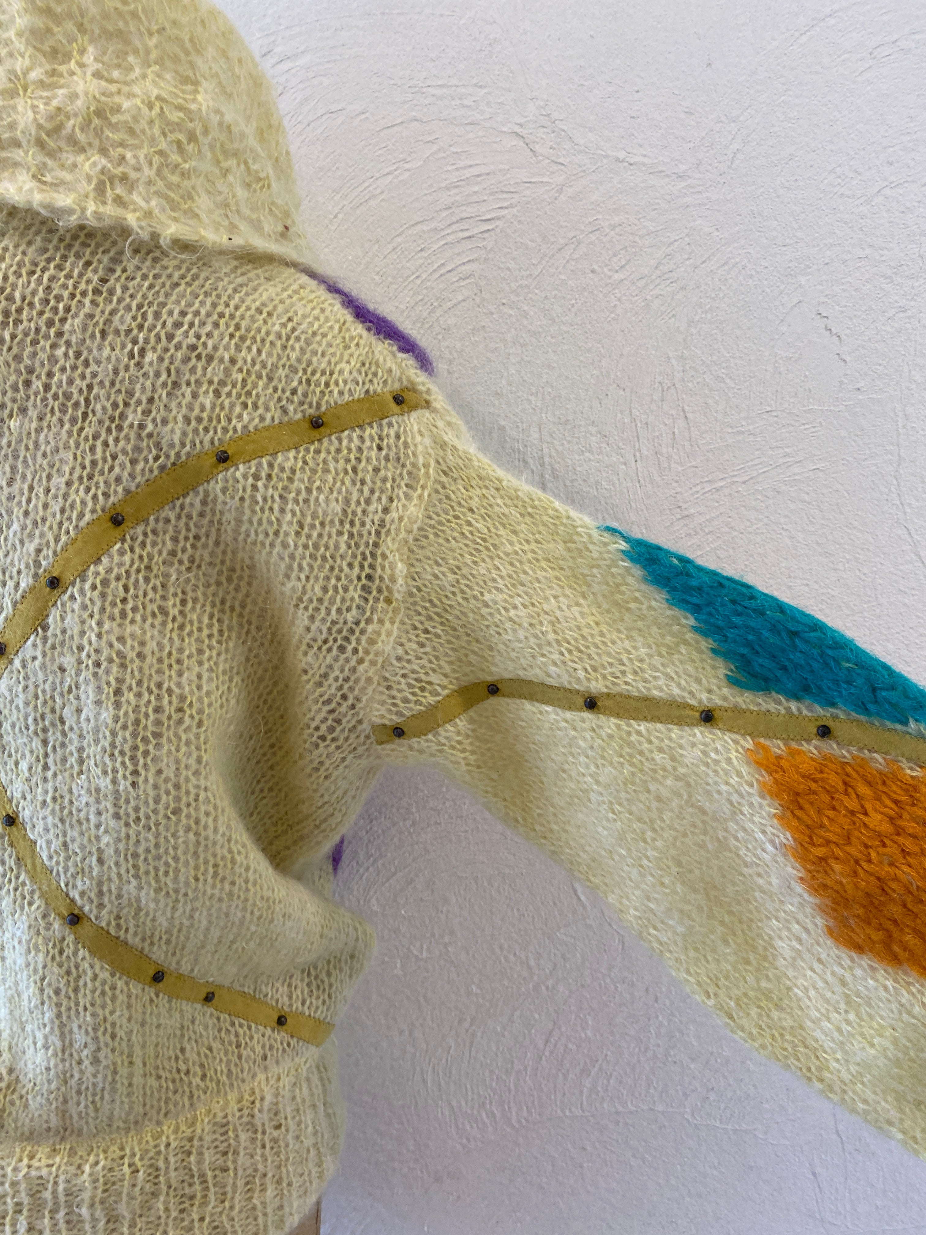 leather&studs mohair knit