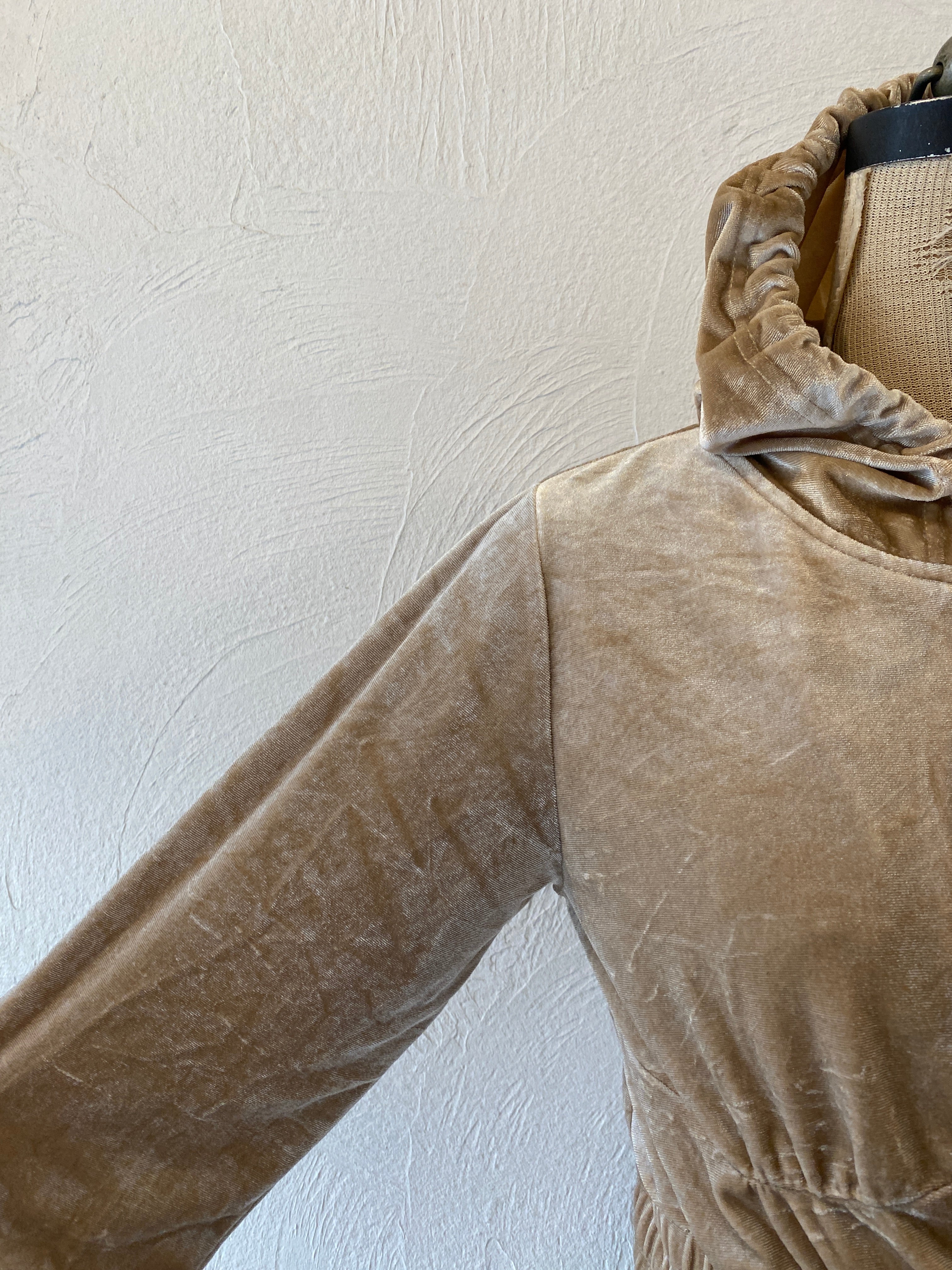 gold velour short hoodie