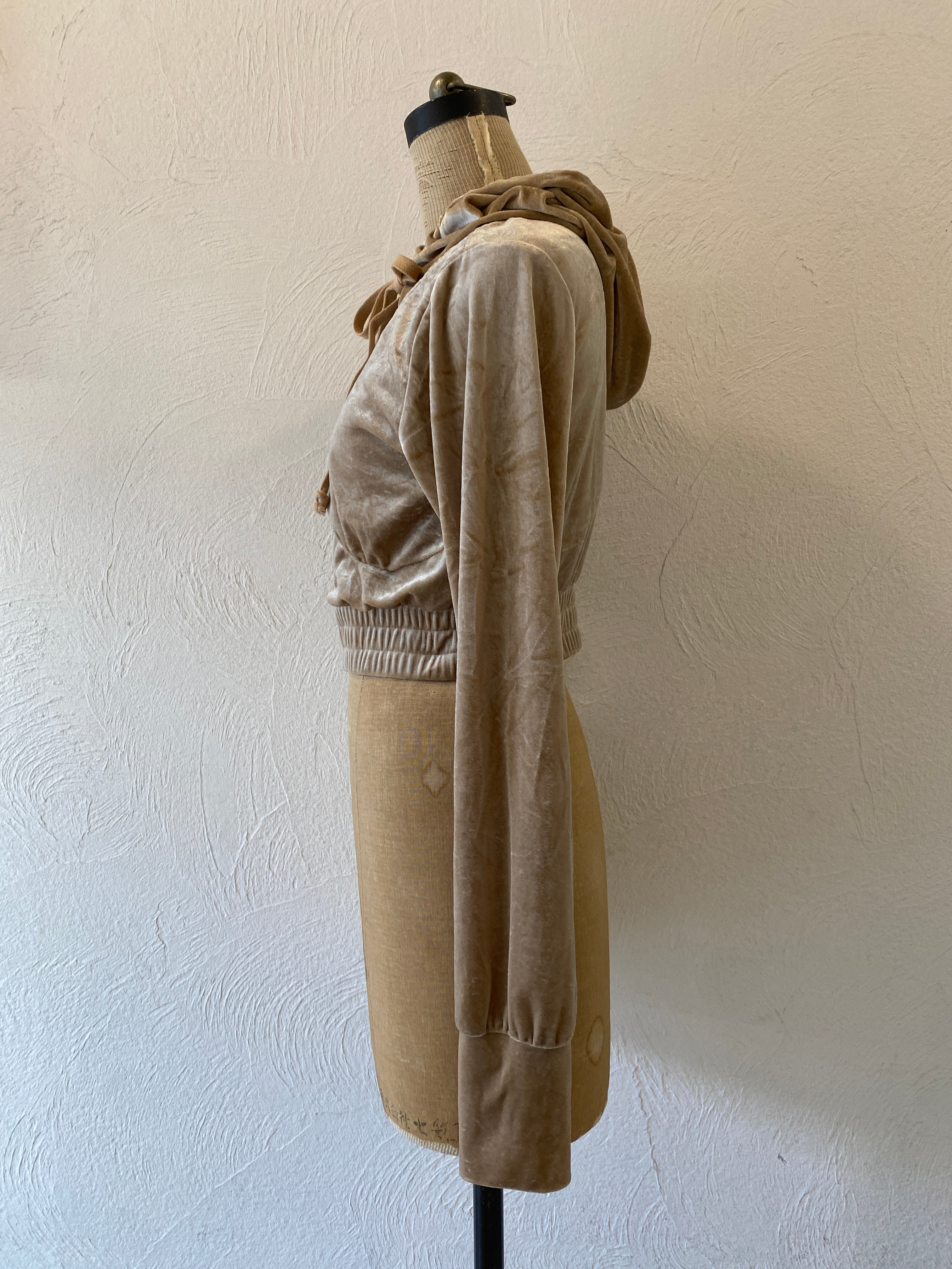 gold velour short hoodie