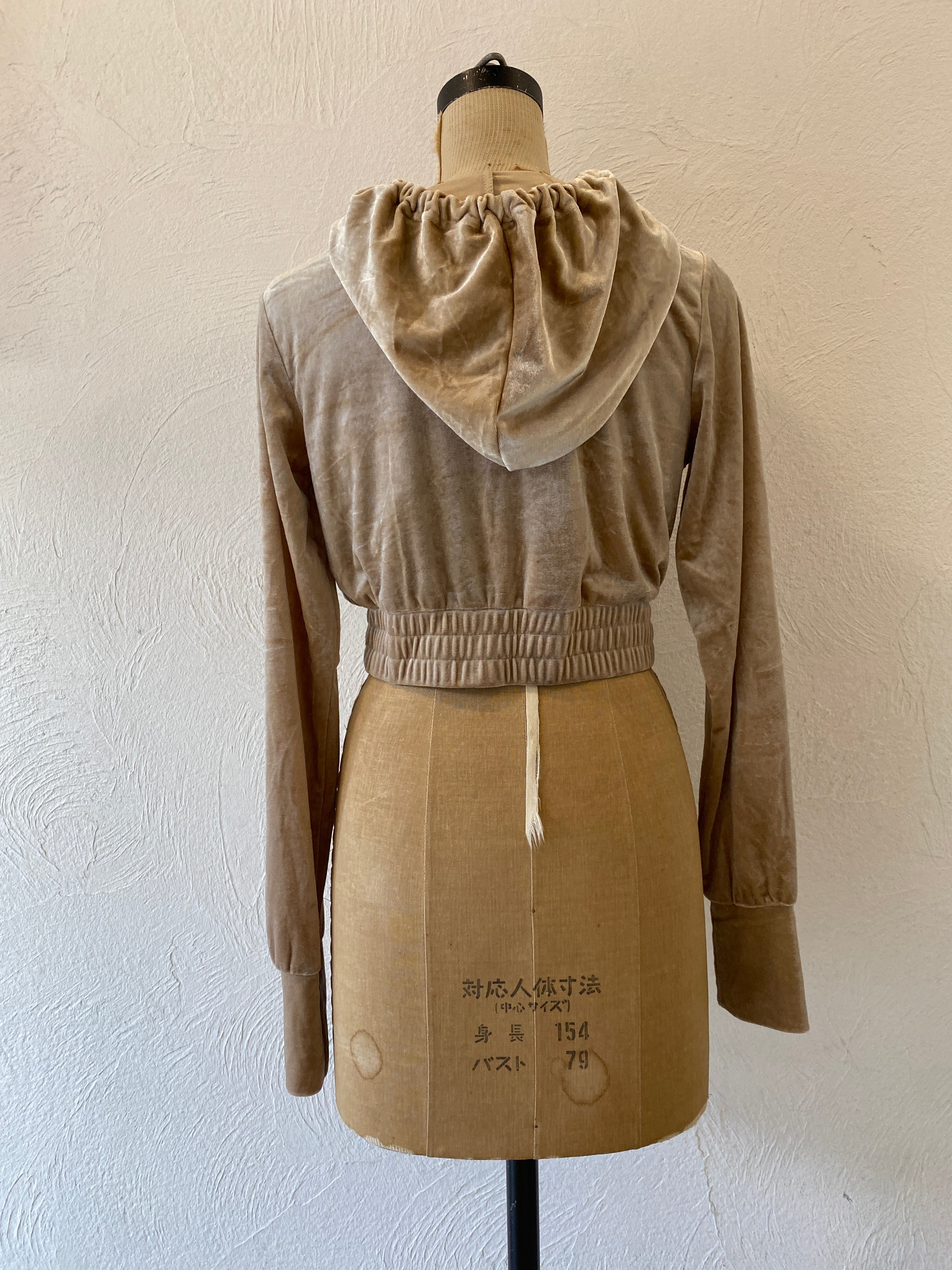 gold velour short hoodie