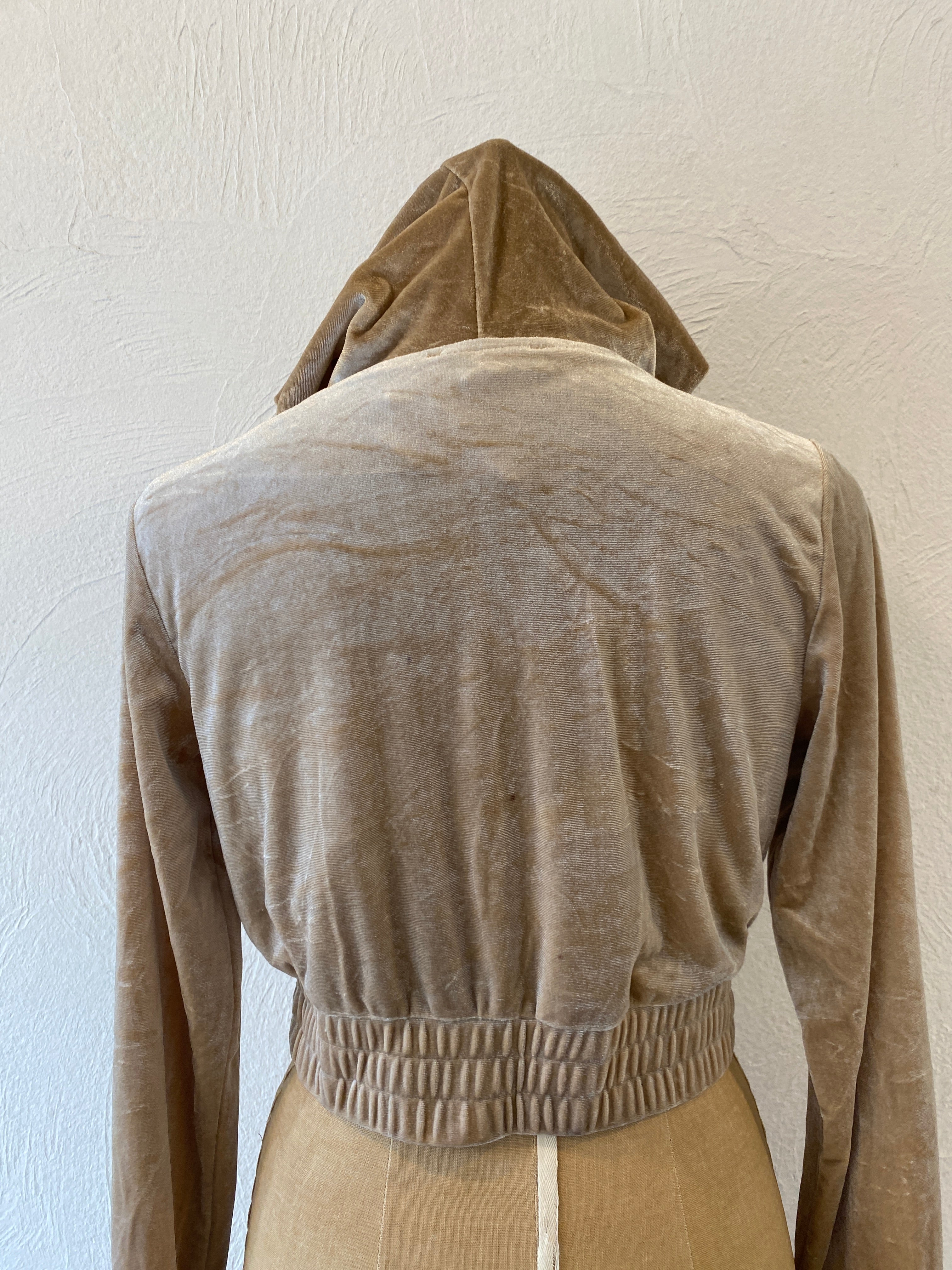 gold velour short hoodie