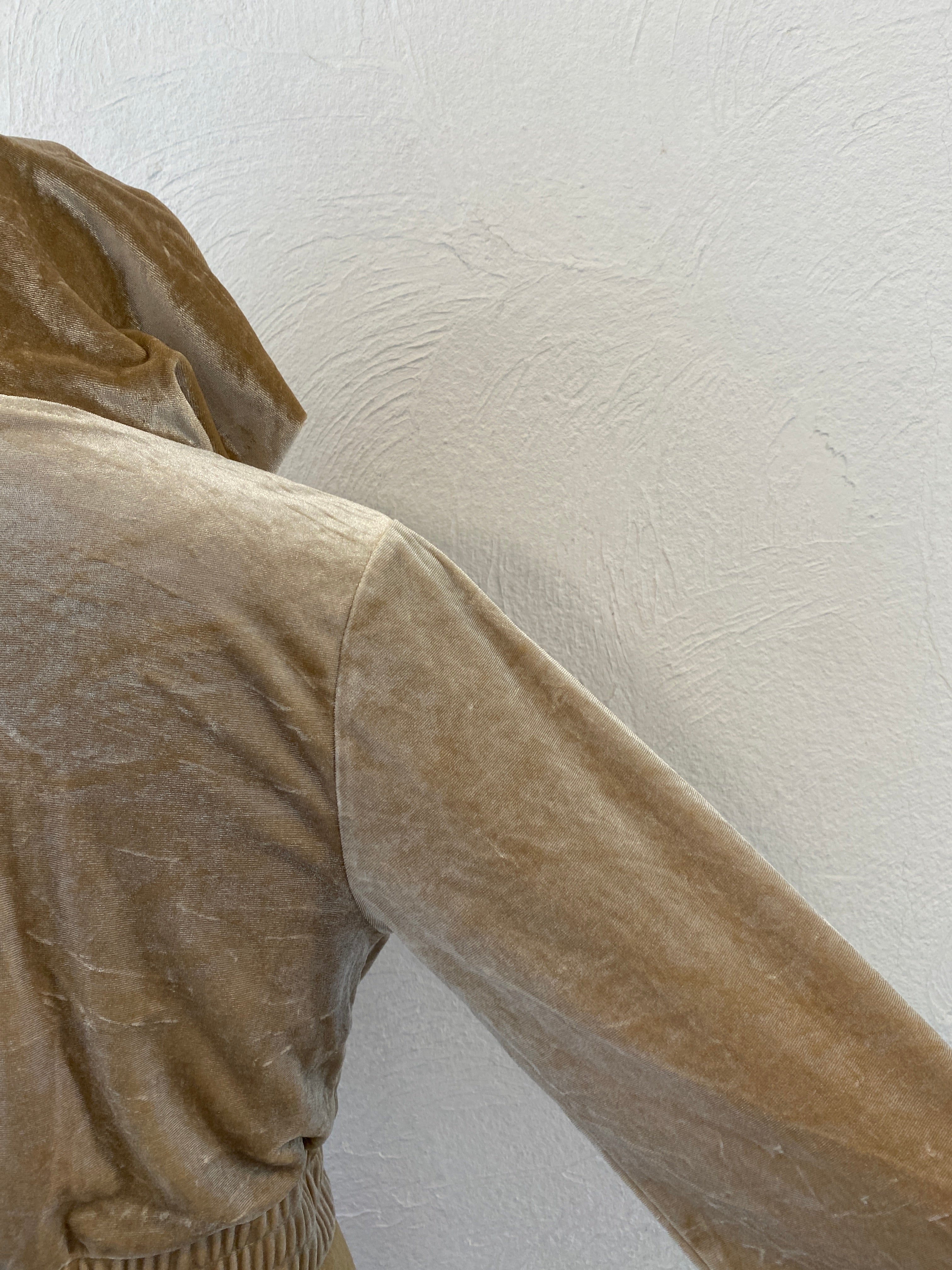 gold velour short hoodie
