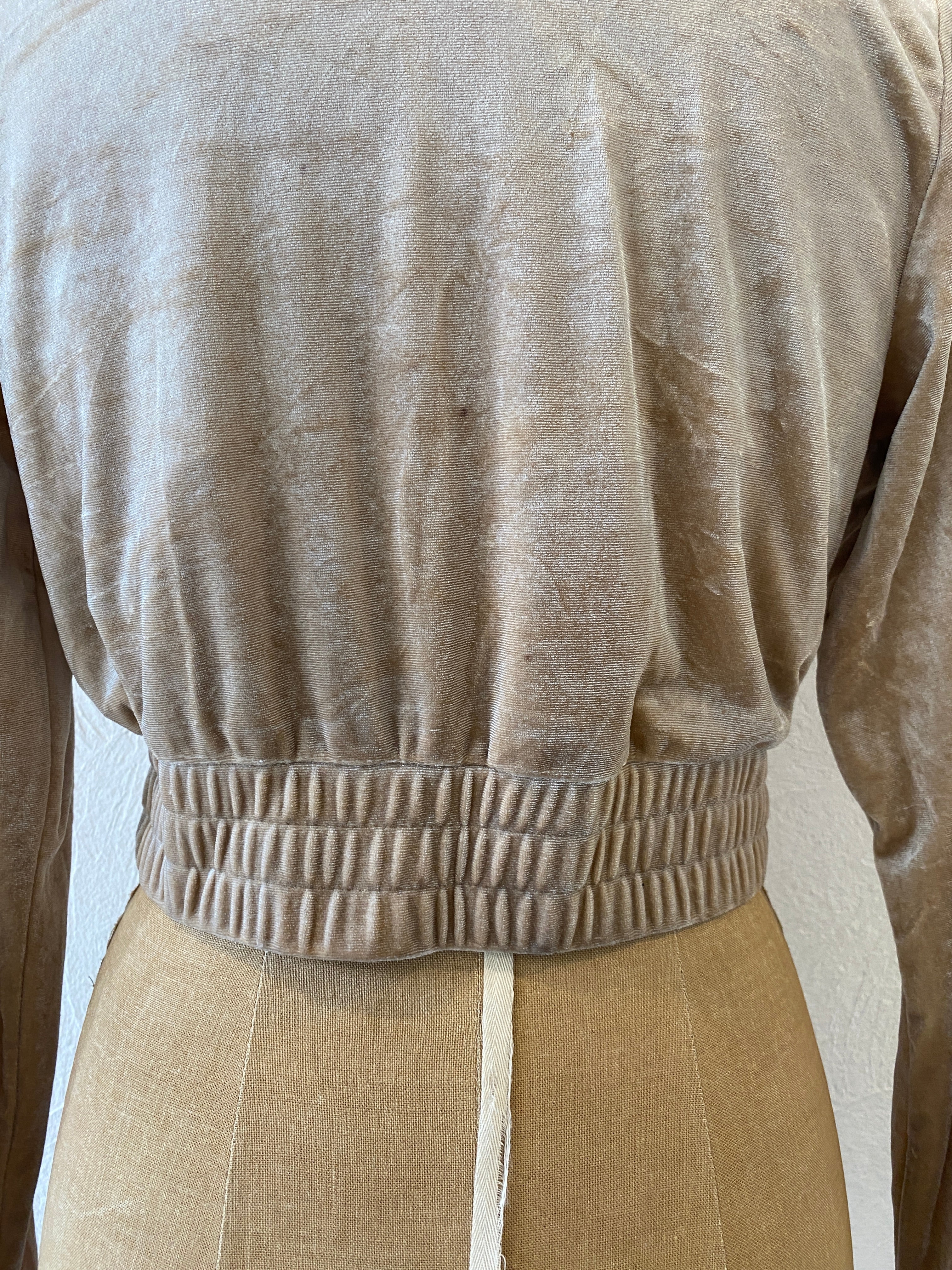 gold velour short hoodie