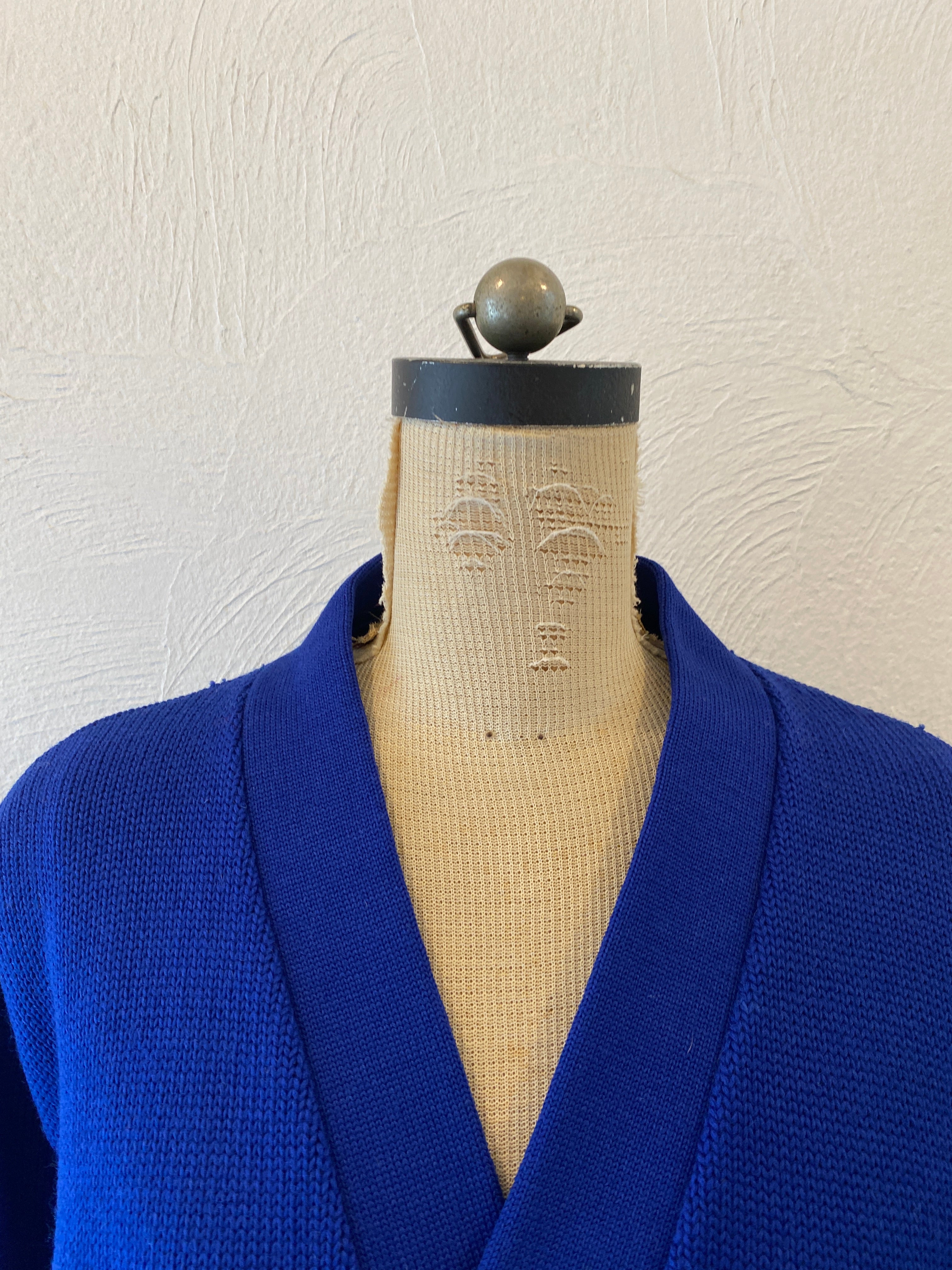 blue knit cardigan