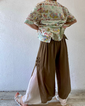 chain linen cotton pants