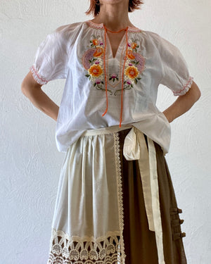 orange embroidery blouse