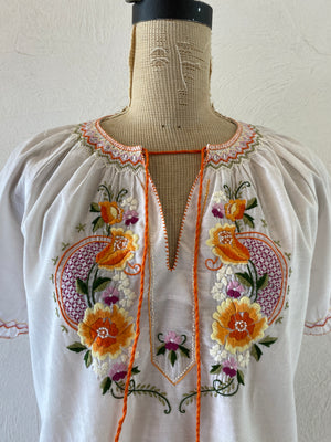 orange embroidery blouse