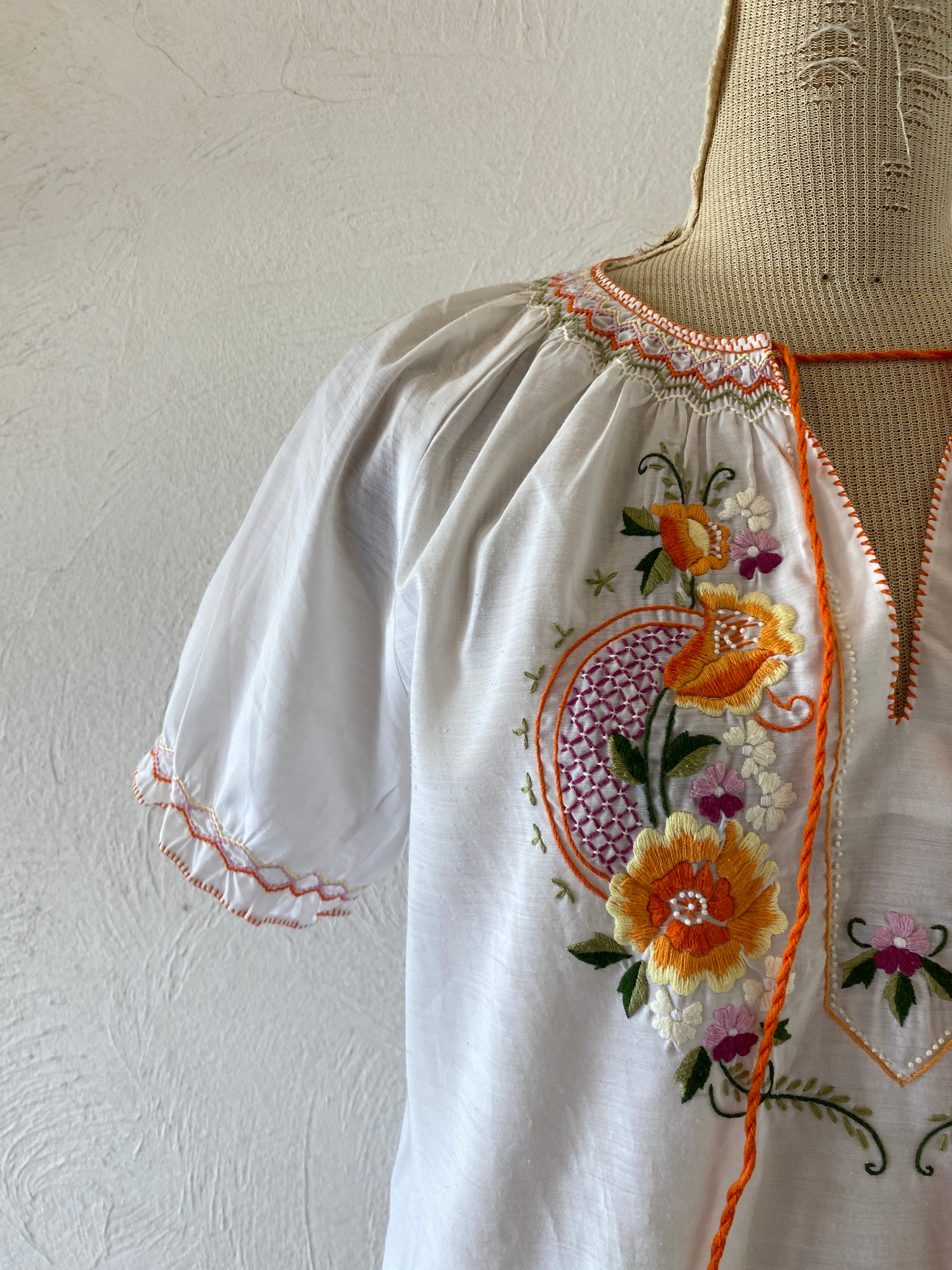 orange embroidery blouse
