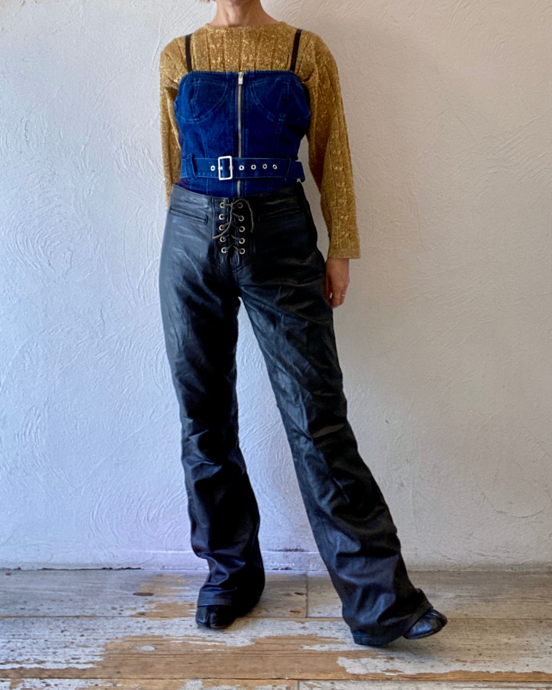 lace up leather pants