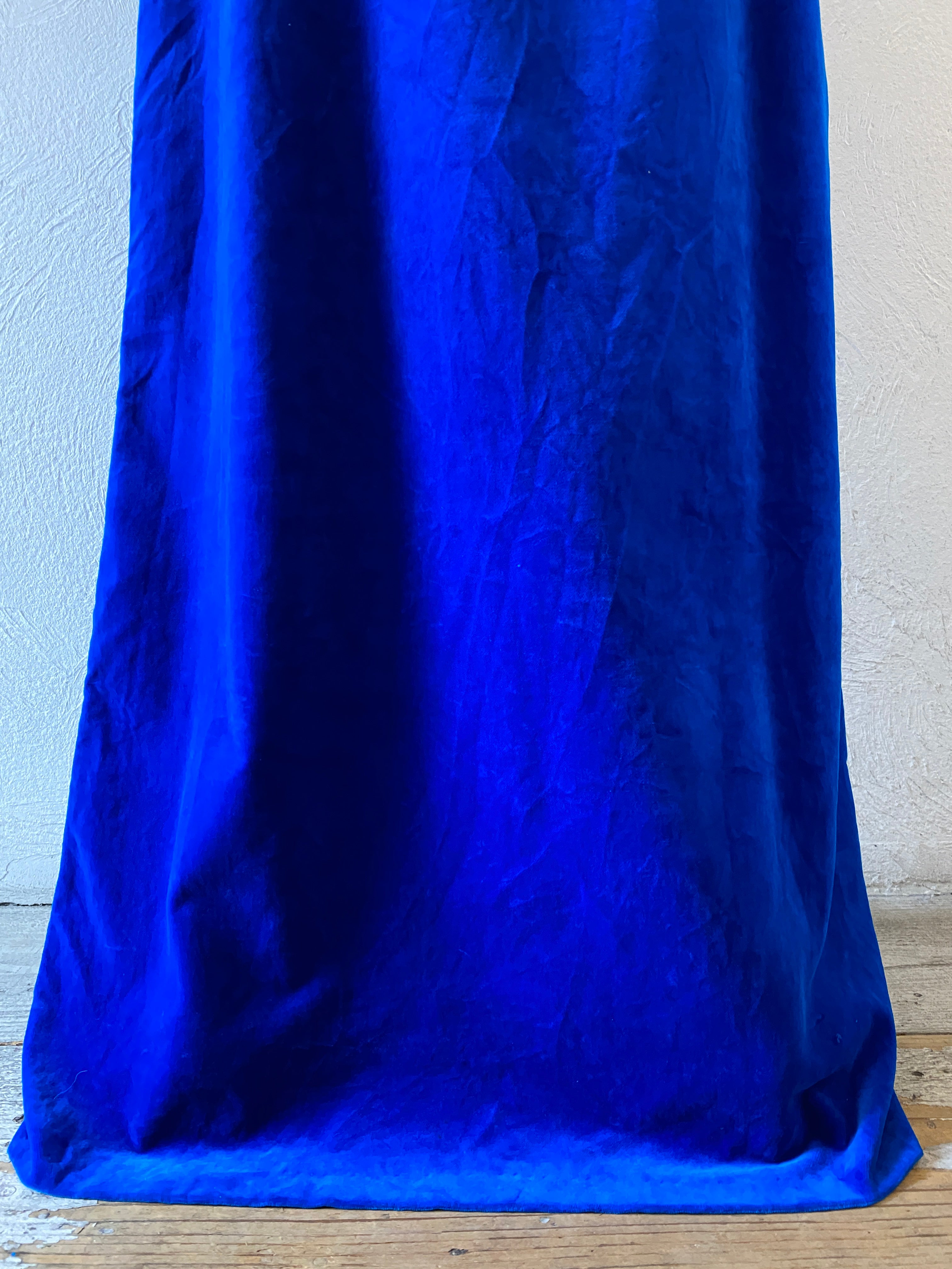 deep blue velour skirt