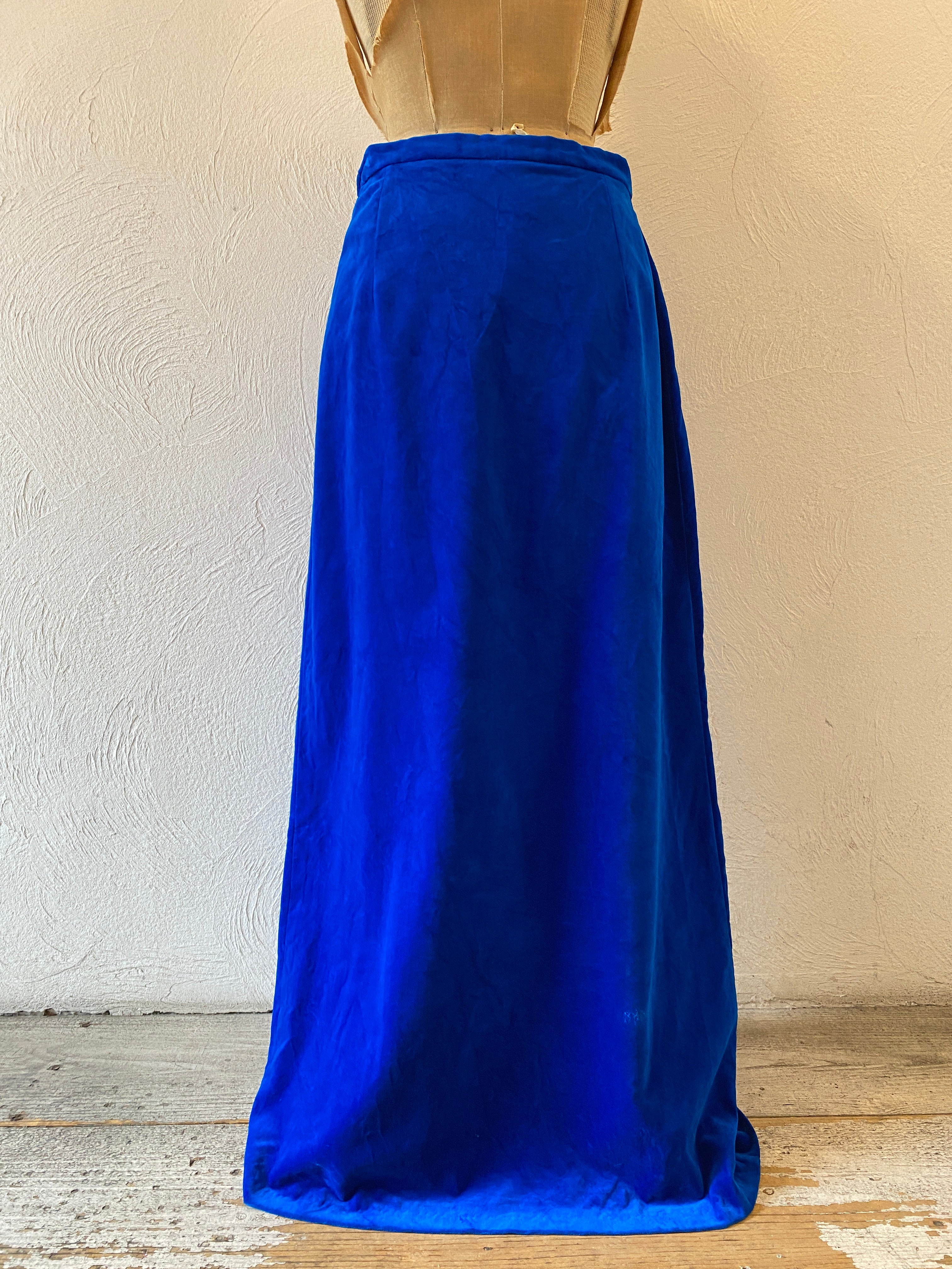 deep blue velour skirt