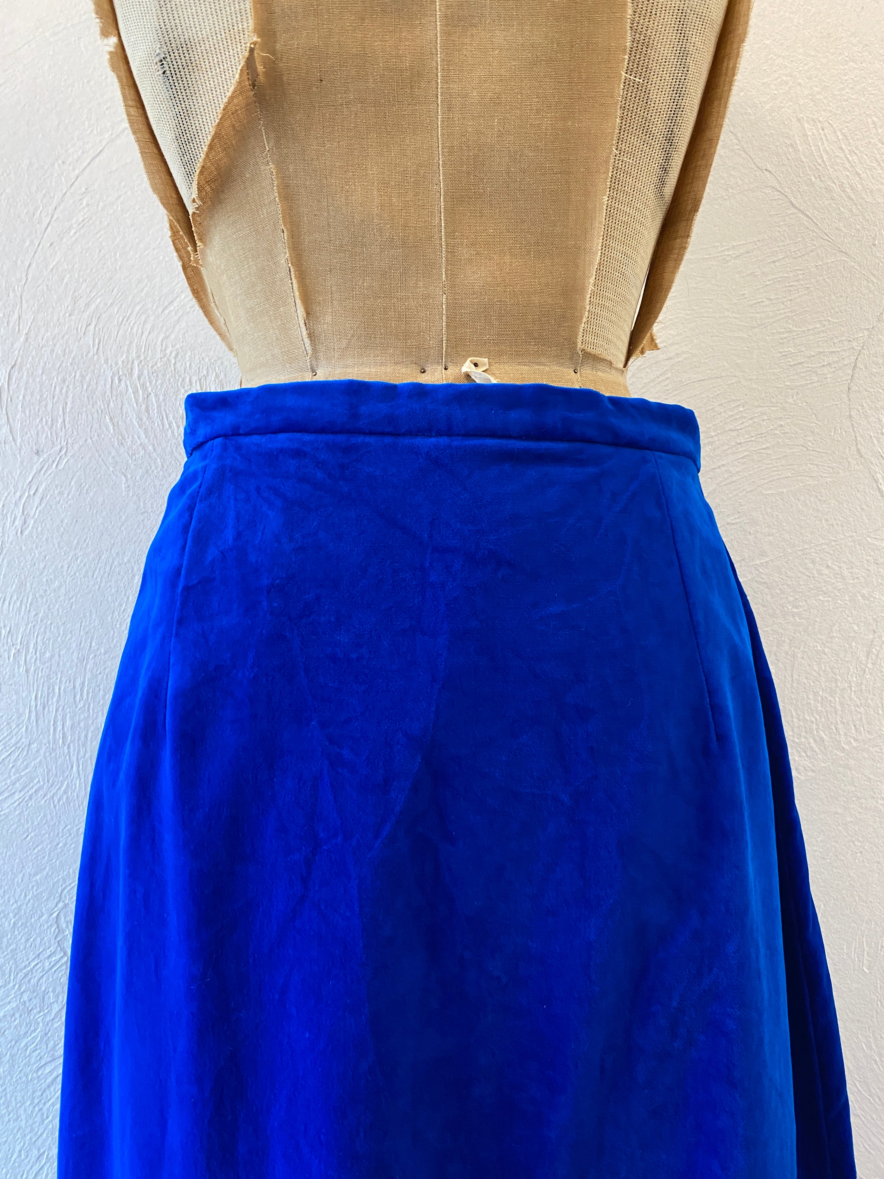 deep blue velour skirt