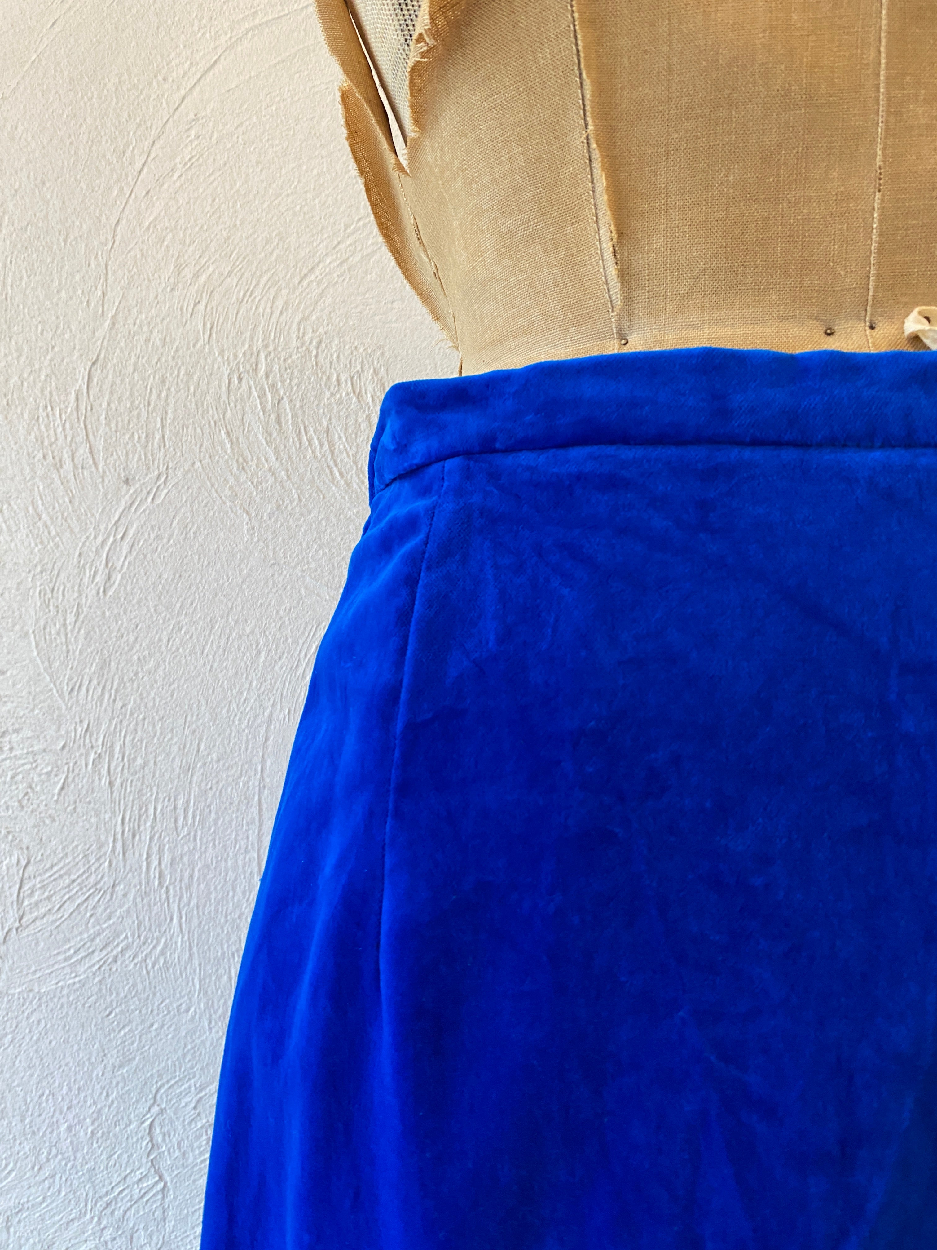 deep blue velour skirt