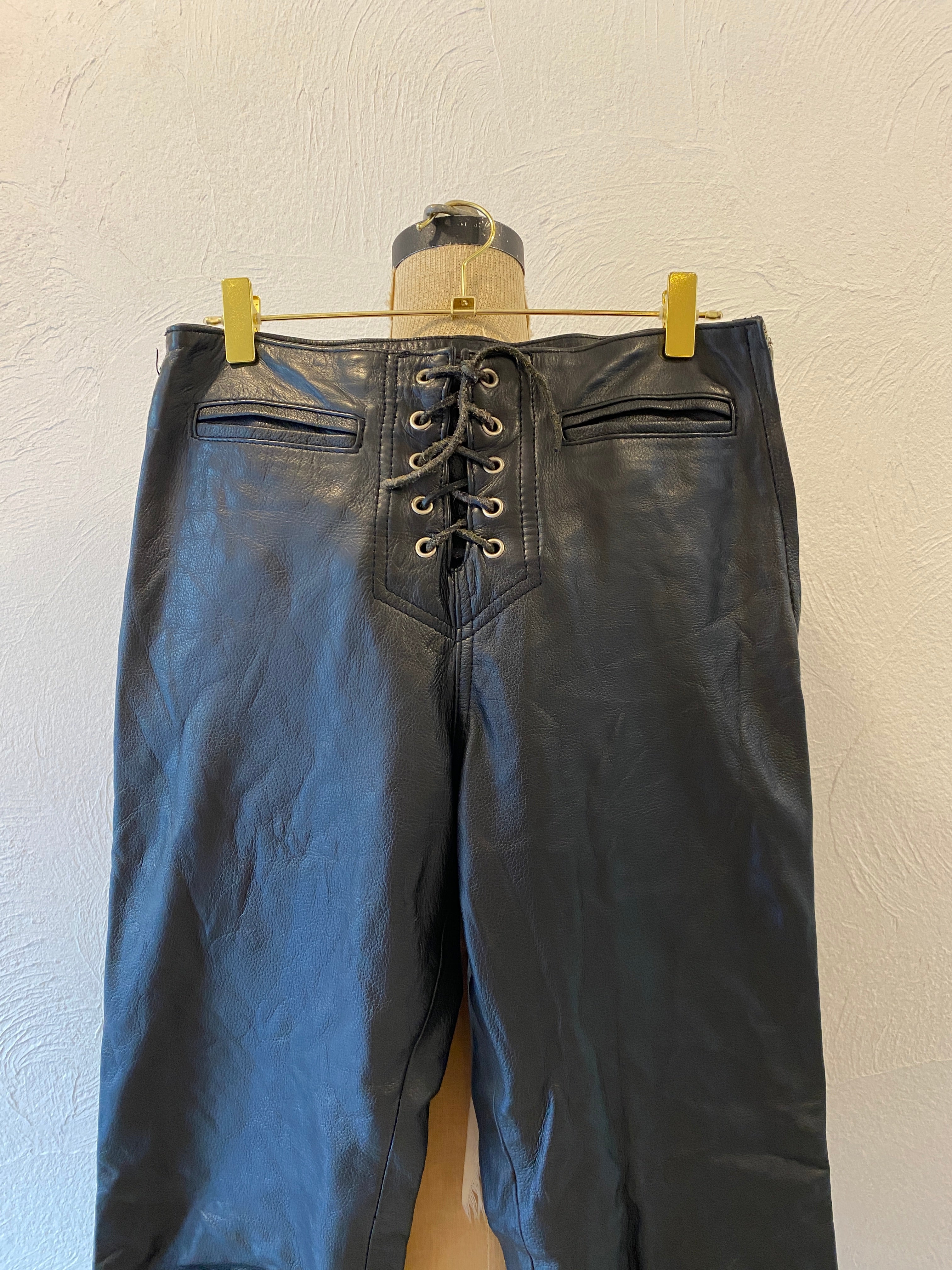 lace up leather pants