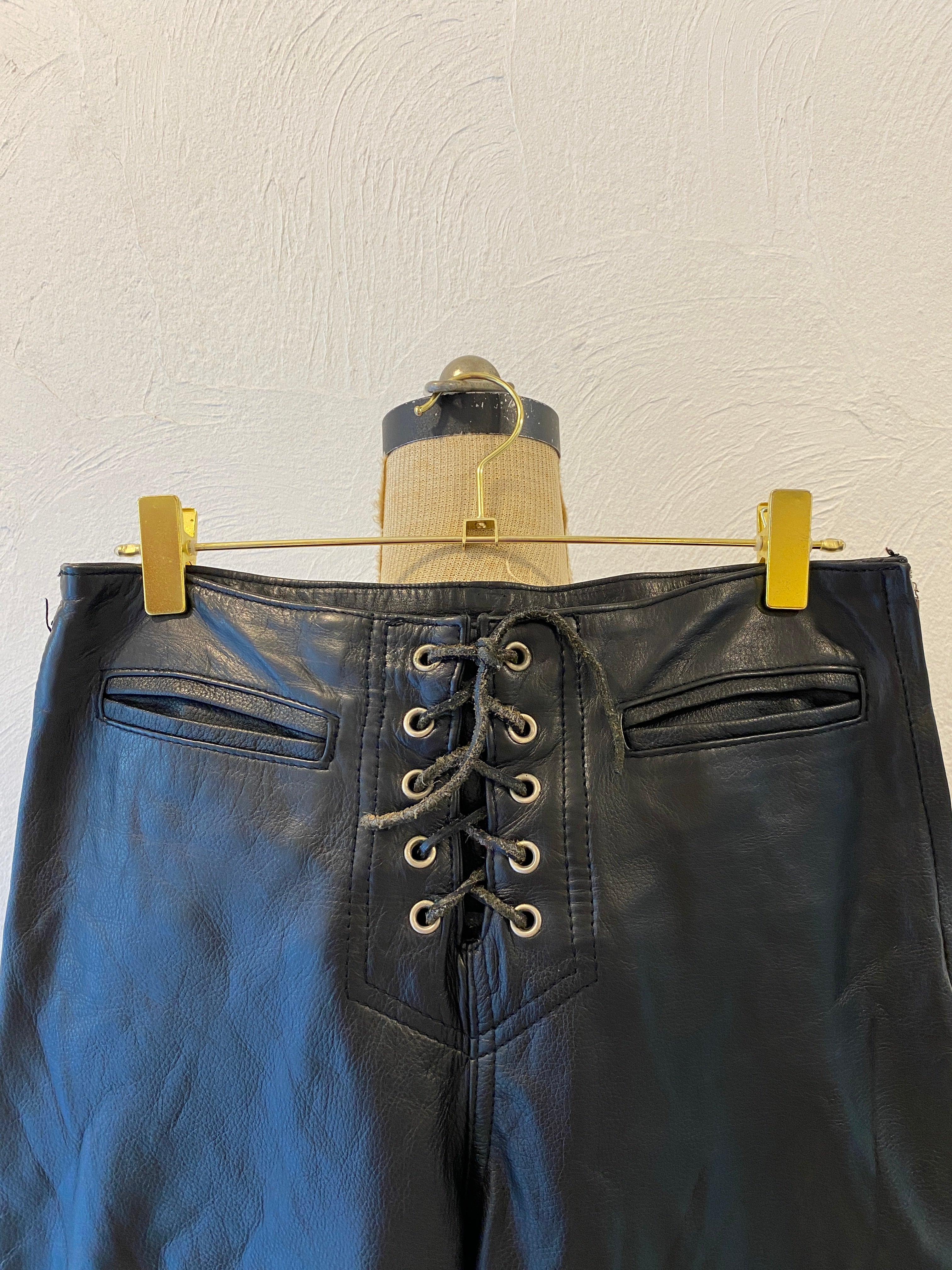 lace up leather pants