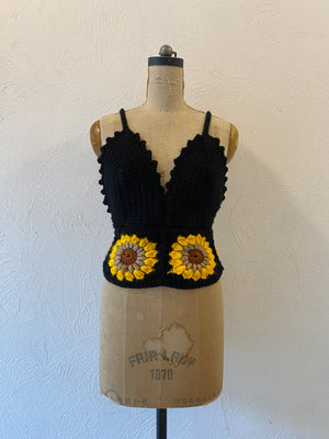 sunflower motif knit camisole