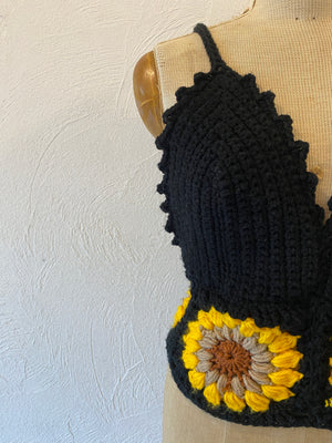 sunflower motif knit camisole