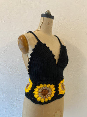 sunflower motif knit camisole