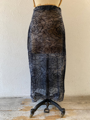 flocked flower mesh skirt