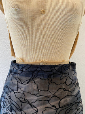 flocked flower mesh skirt