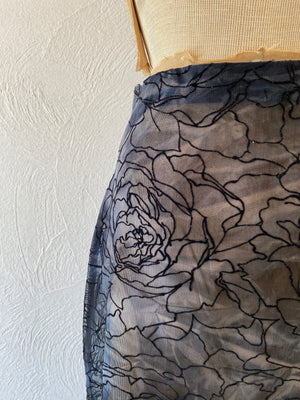 flocked flower mesh skirt