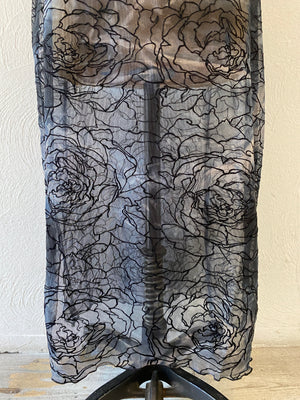 flocked flower mesh skirt