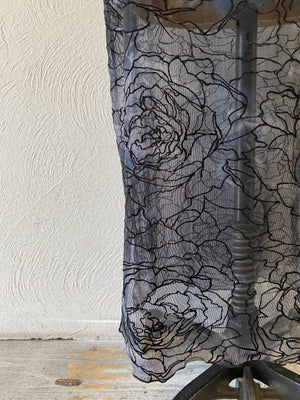 flocked flower mesh skirt