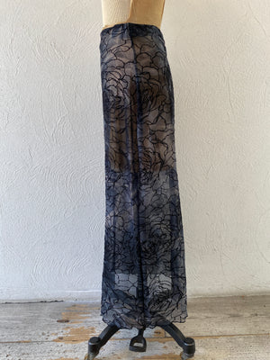 flocked flower mesh skirt